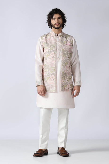 Brahaan Peach Jacket Set for Men