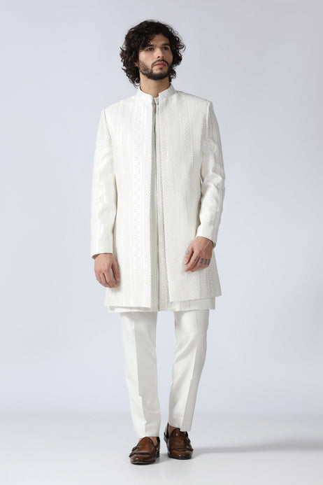 Brahaan Ivory Embroidered Indo-Western Outfit for Men