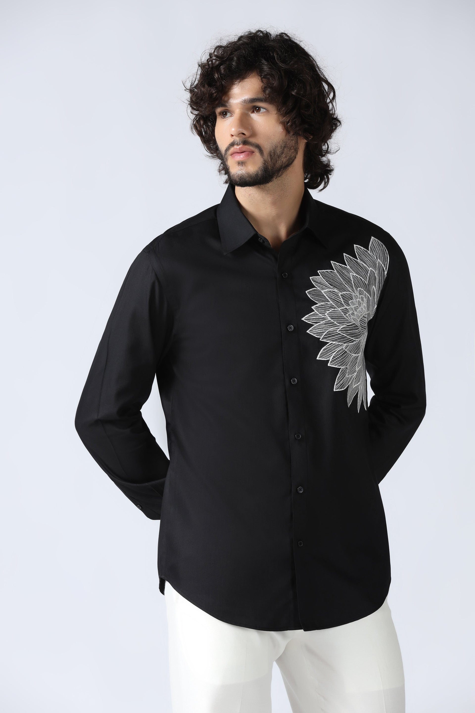Brahaan Black Floral Designer Shirt for Men