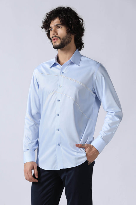 Brahaan Light Blue Abstract Shirt for Men