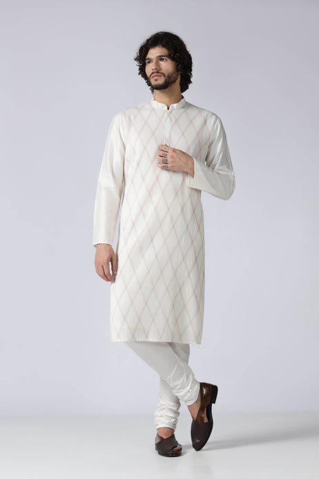 Brahaan Ivory Pintuck Rakhi Kurta for Men