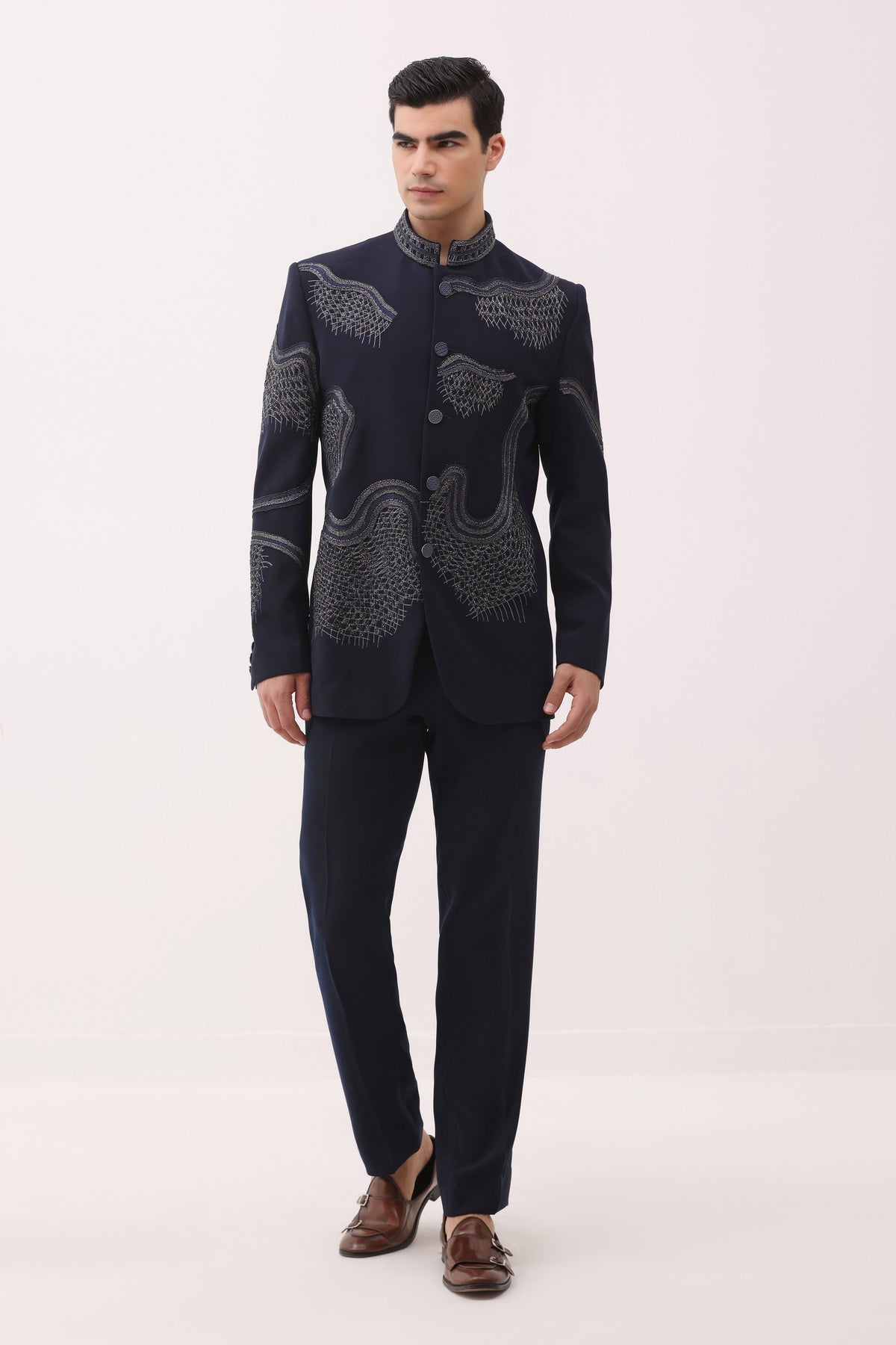Abstract Embroidered Bandhgala – Brahaan