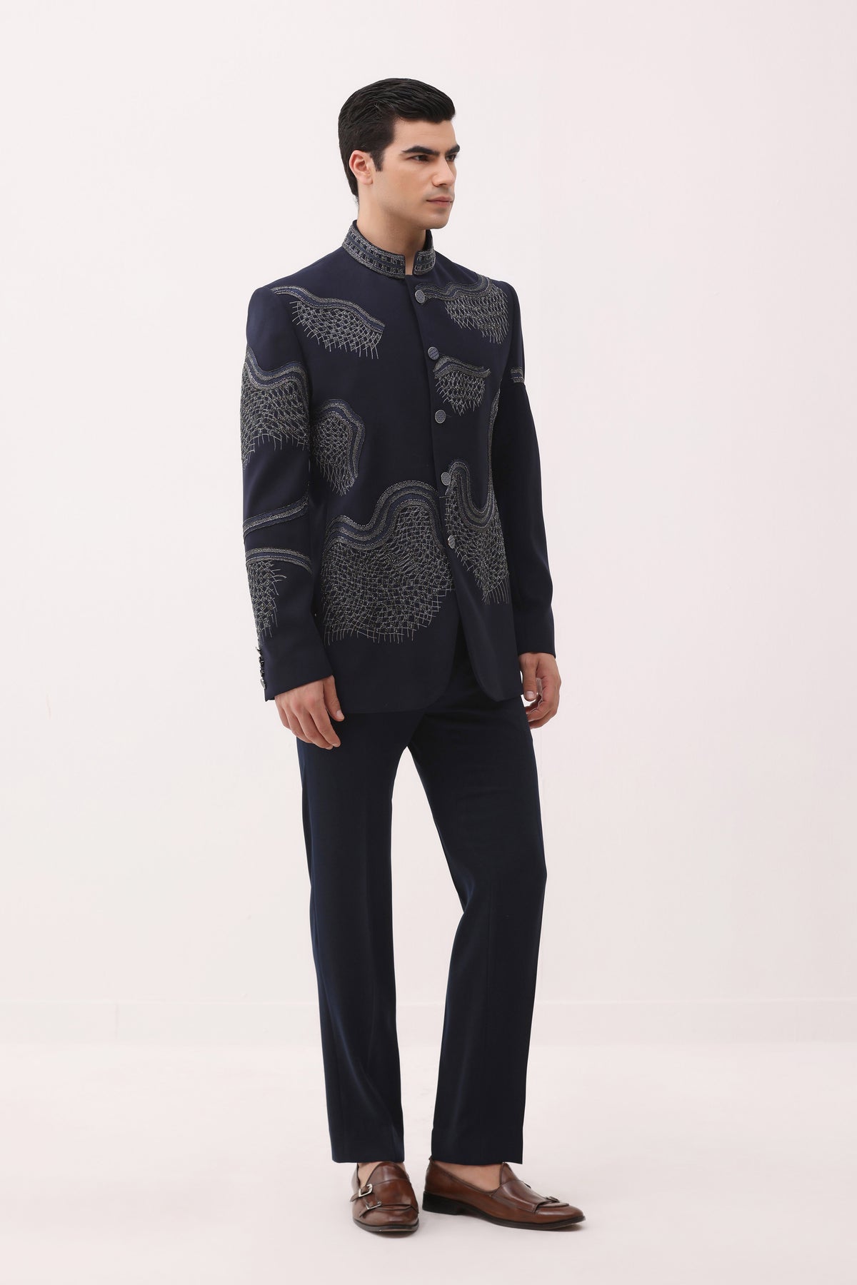 Abstract Embroidered Bandhgala – Brahaan