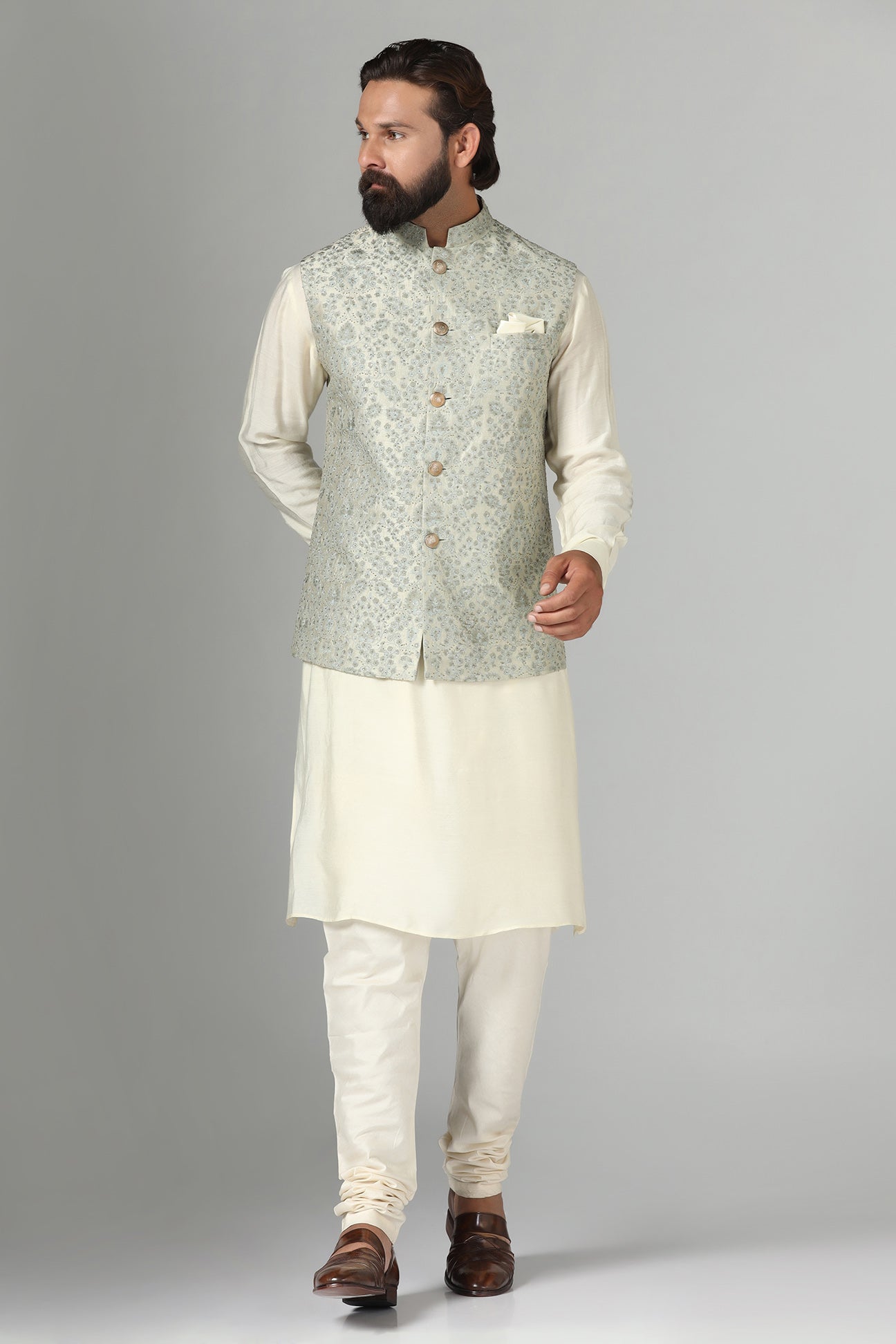 Elevate your look with our Nehru jacket featuring intricate embroidery. Shop Now!