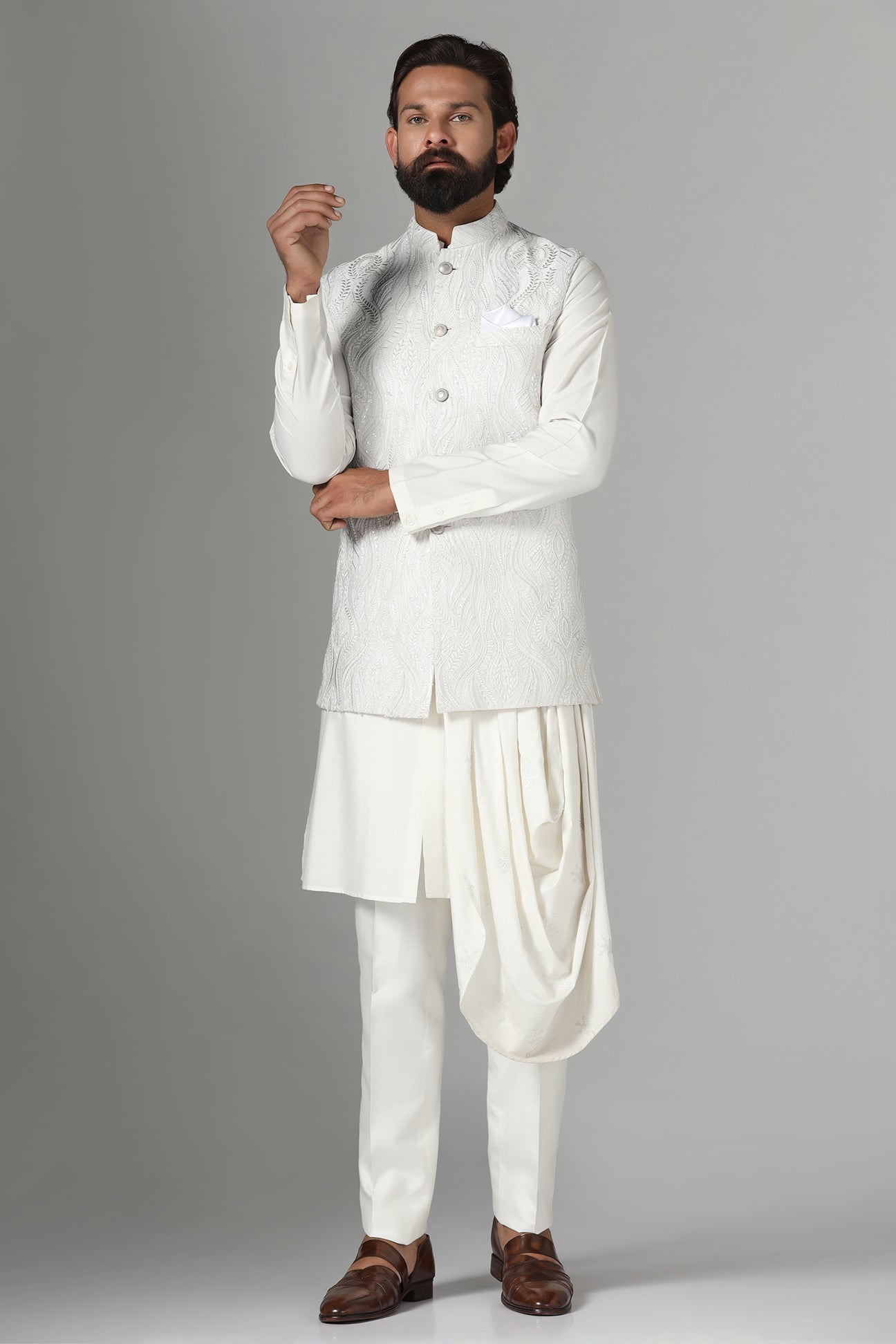 Elevate your style with our Navy Blue velvet Nehru jacket. Shop Now!
