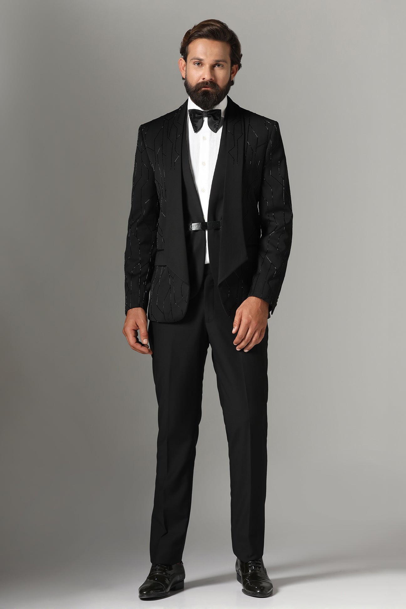 Elevate your style with our Black Three-Piece Tuxedo. Shop Now!