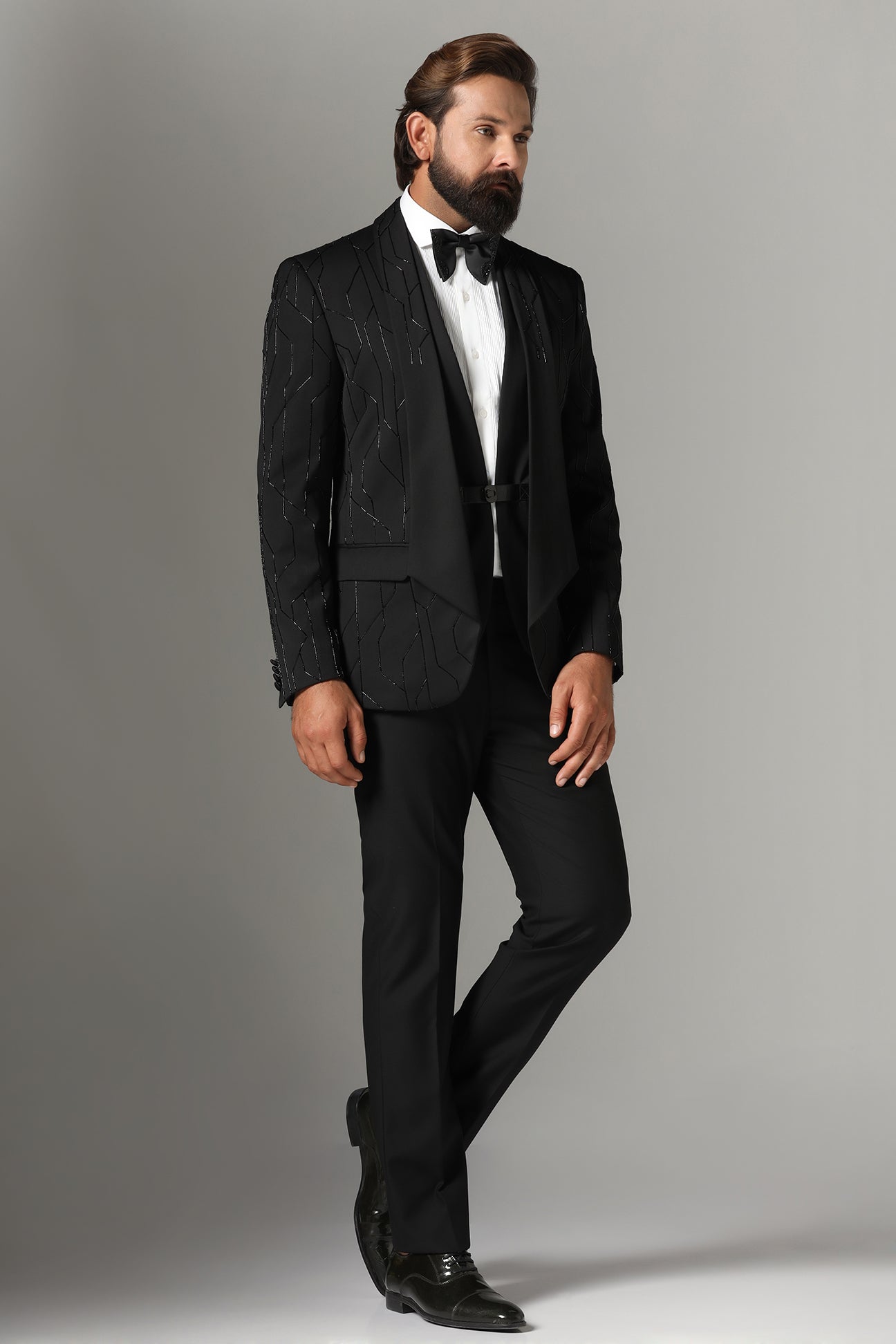 Elevate your style with our Black Three-Piece Tuxedo. Shop Now!