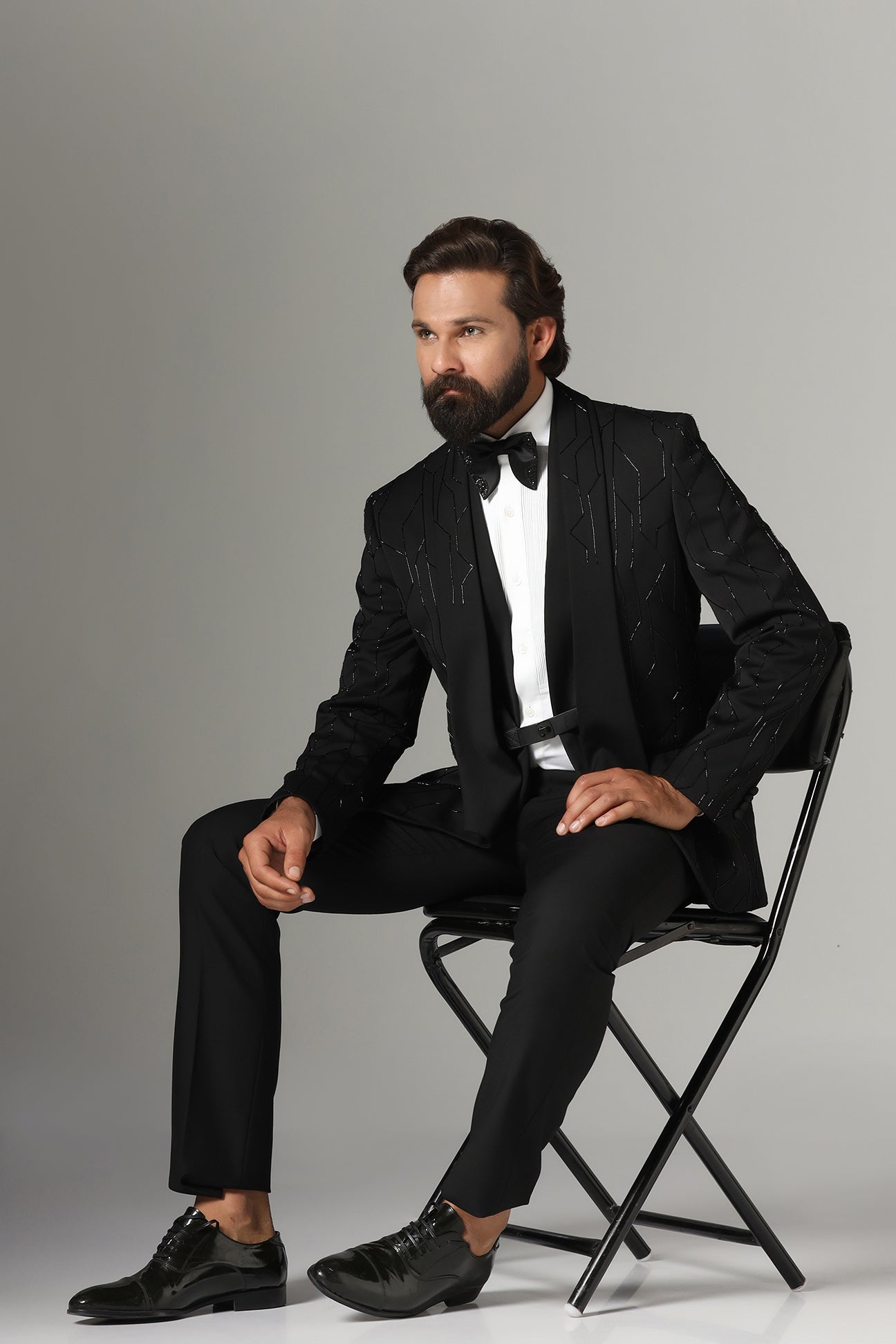 Elevate your style with our Black Three-Piece Tuxedo. Shop Now!