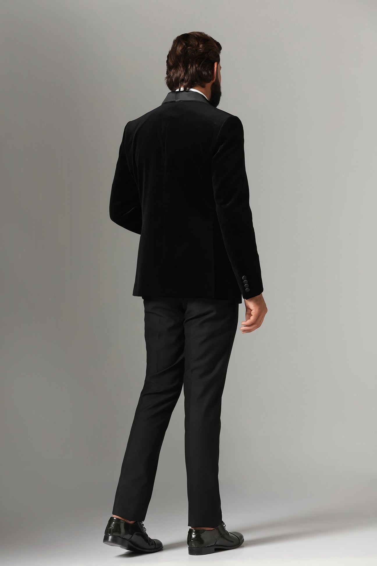 Distinguished elegance in our Black Velvet Tuxedo. Shop Now!