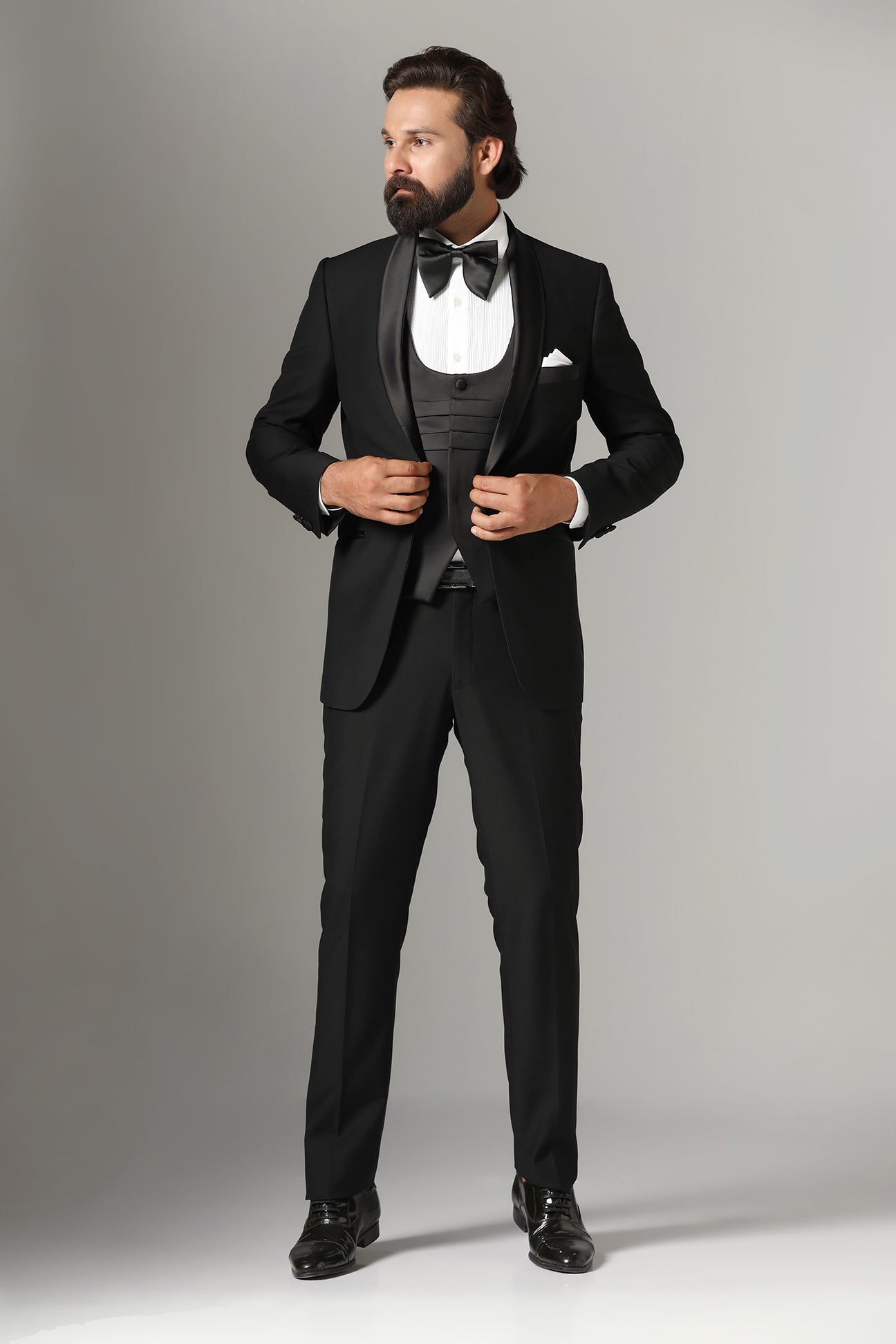 Elevate your formal look with our 3-Piece Black Tuxedo. Shop Now!