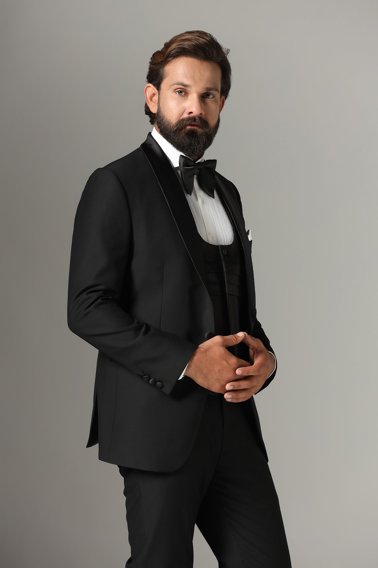Elevate your formal look with our 3-Piece Black Tuxedo. Shop Now!