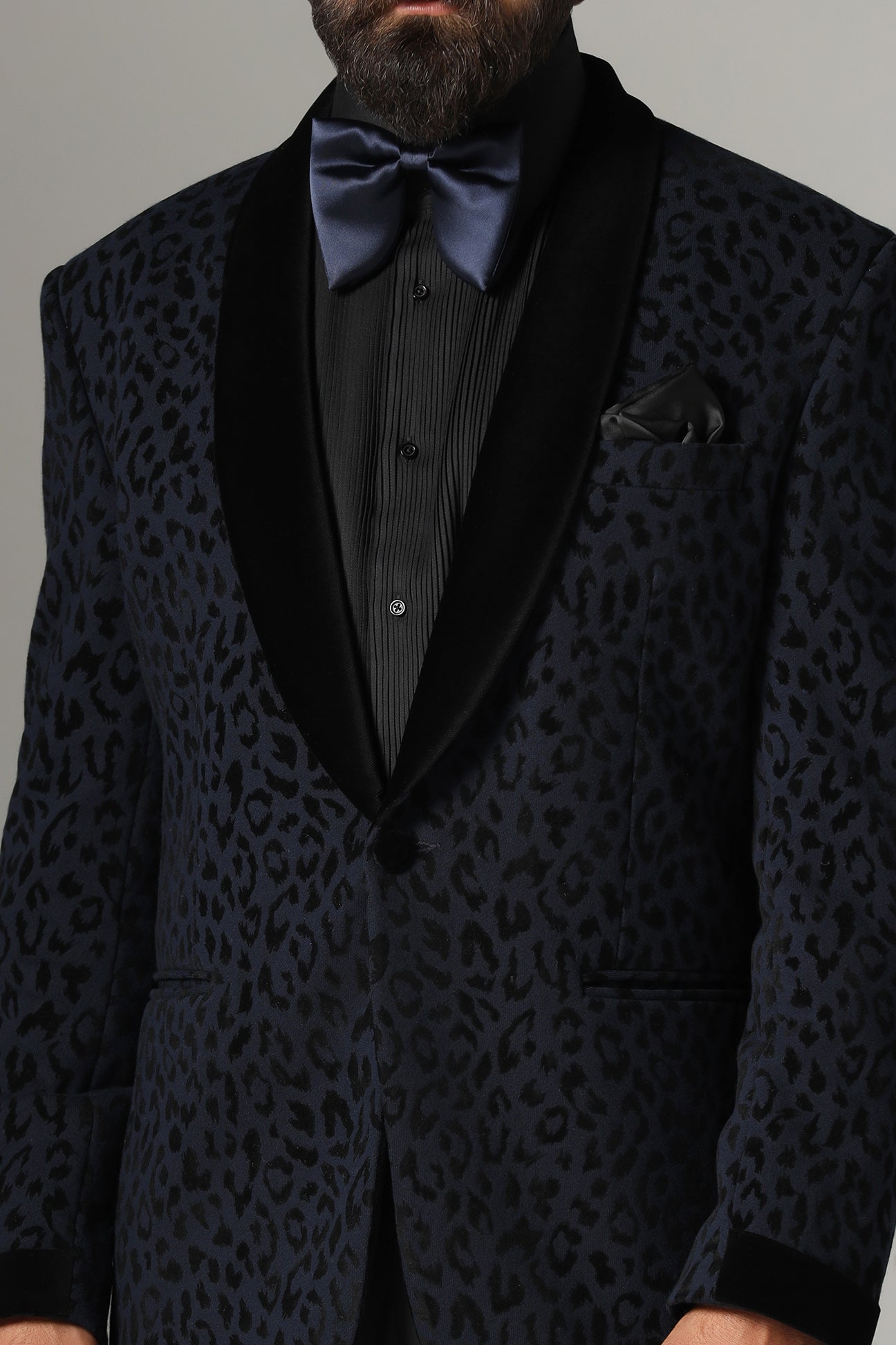 Distinguished elegance in our Textured Navy Blue Tuxedo. Shop Now!