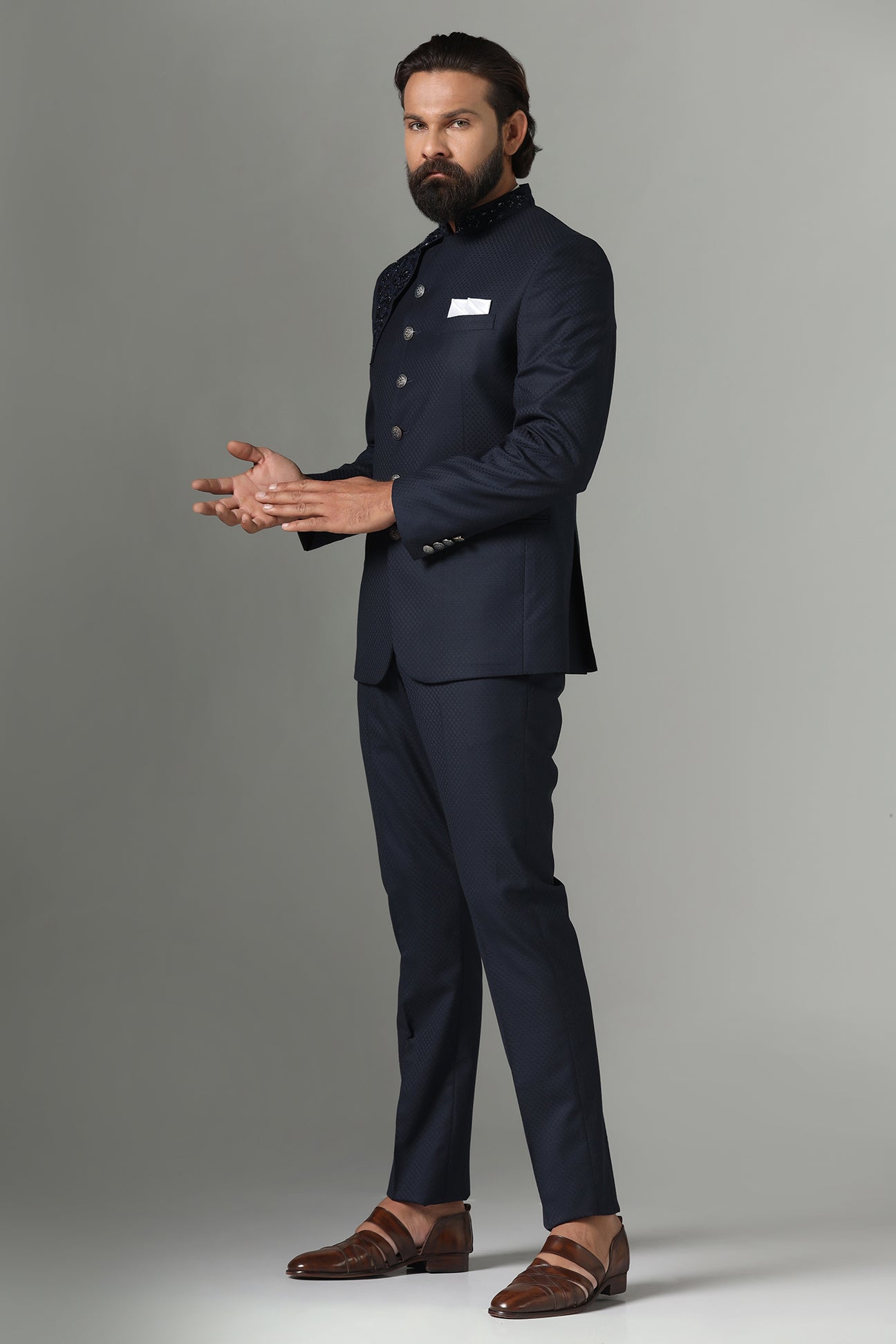 Unveil sophistication with the Midnight Blue Bandhgala Suit. Shop now!