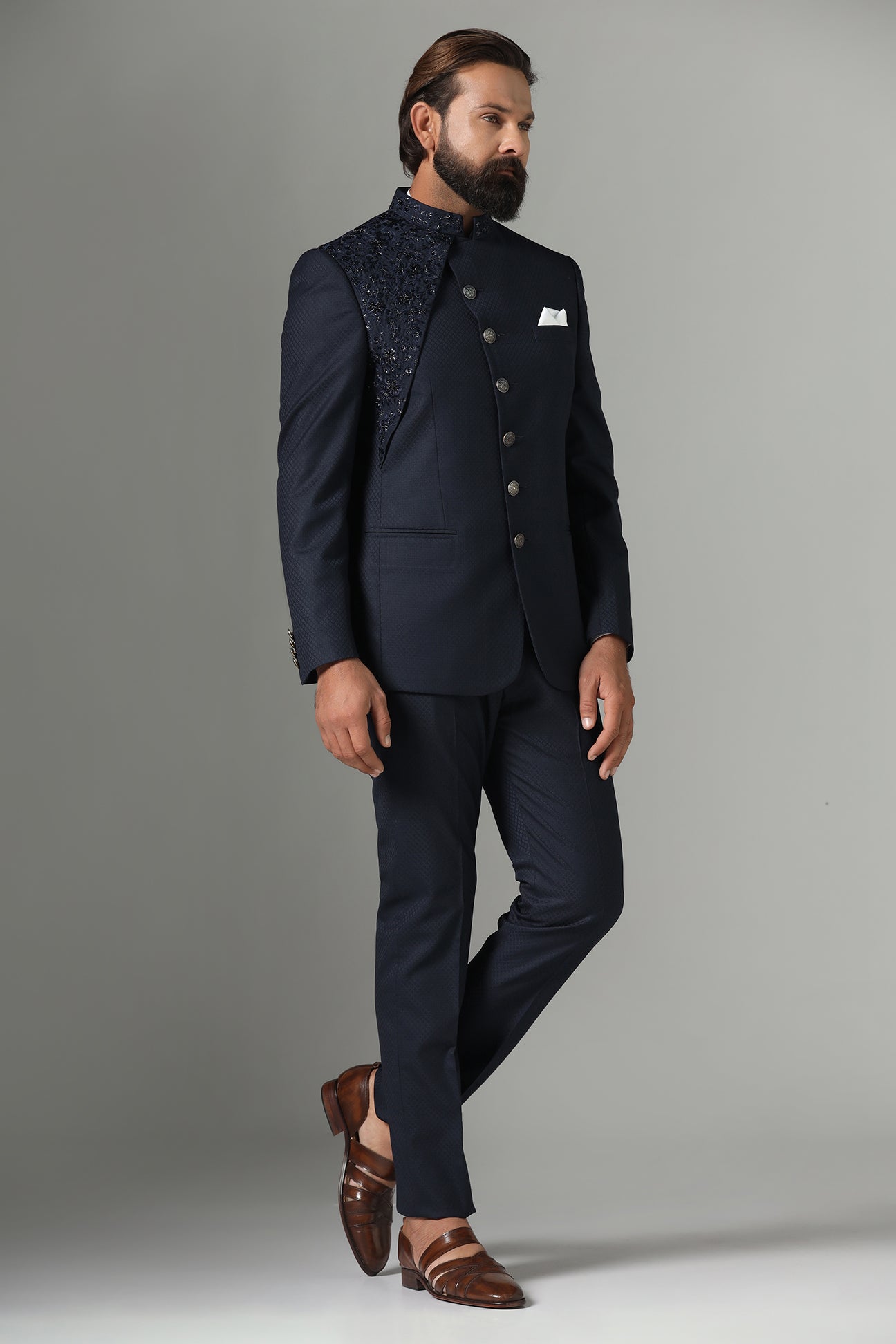 Unveil sophistication with the Midnight Blue Bandhgala Suit. Shop now!