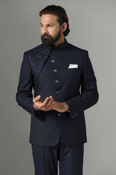 Brahaan Midnight Blue Bandhgala for Men