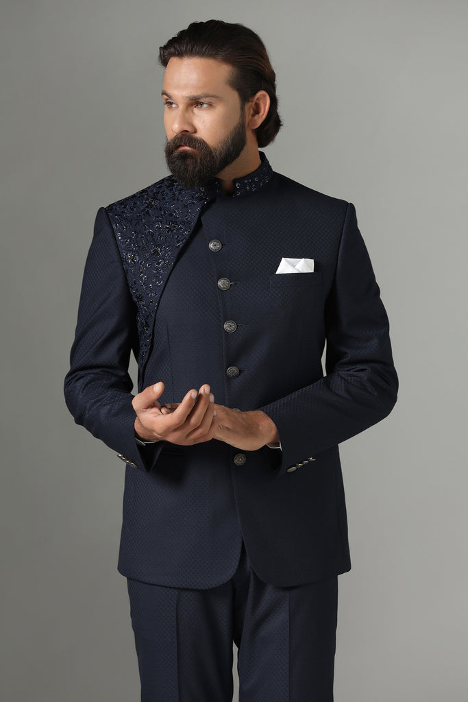 Unveil sophistication with the Midnight Blue Bandhgala Suit. Shop now!