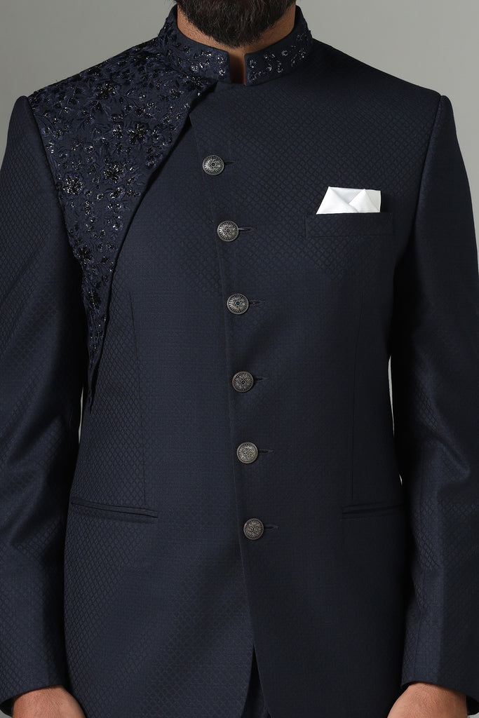 Unveil sophistication with the Midnight Blue Bandhgala Suit. Shop now!