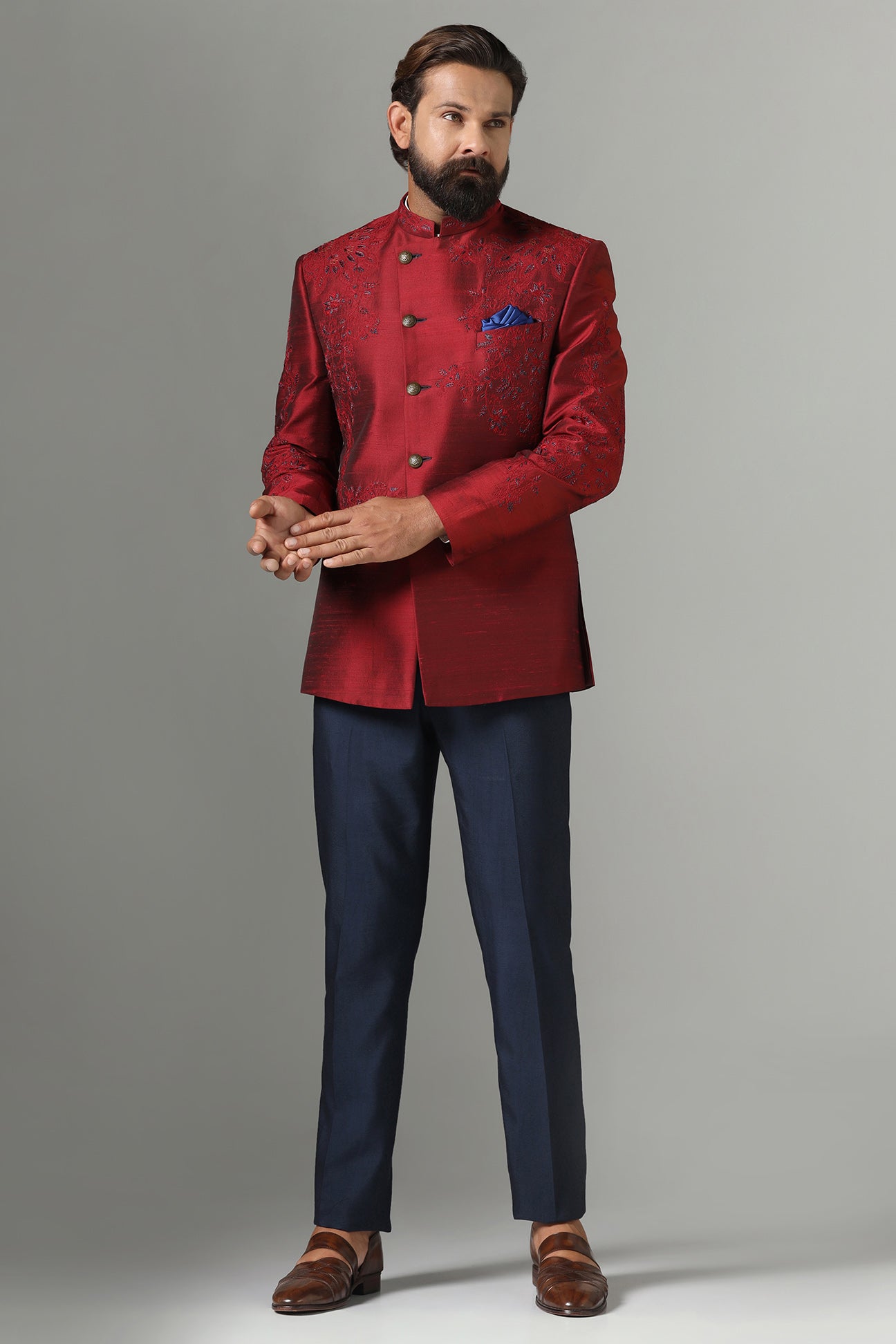 Dress with sophistication in our Red Bandhgala suit. Shop Now!