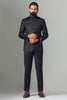 Textured Look Black Bandhgala Suit Set For Men