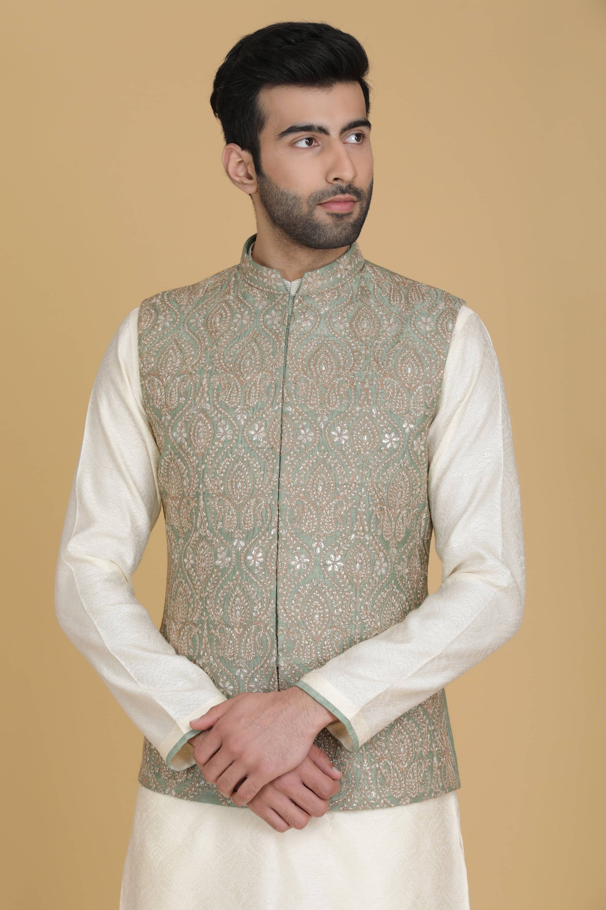Embrace elegance in our Nehru jacket adorned with delicate embroidery. Shop Now!