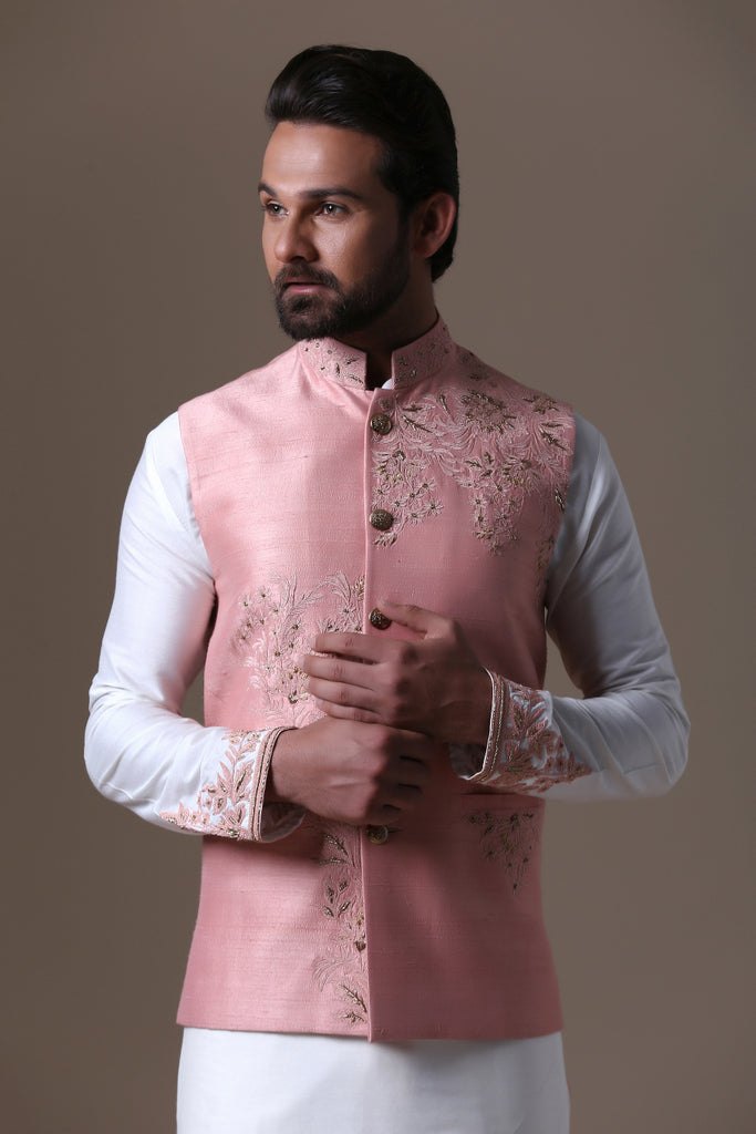 Elevate your style with our Raw Silk Nehru Coat paired with Cotton Trousers. Shop Now!