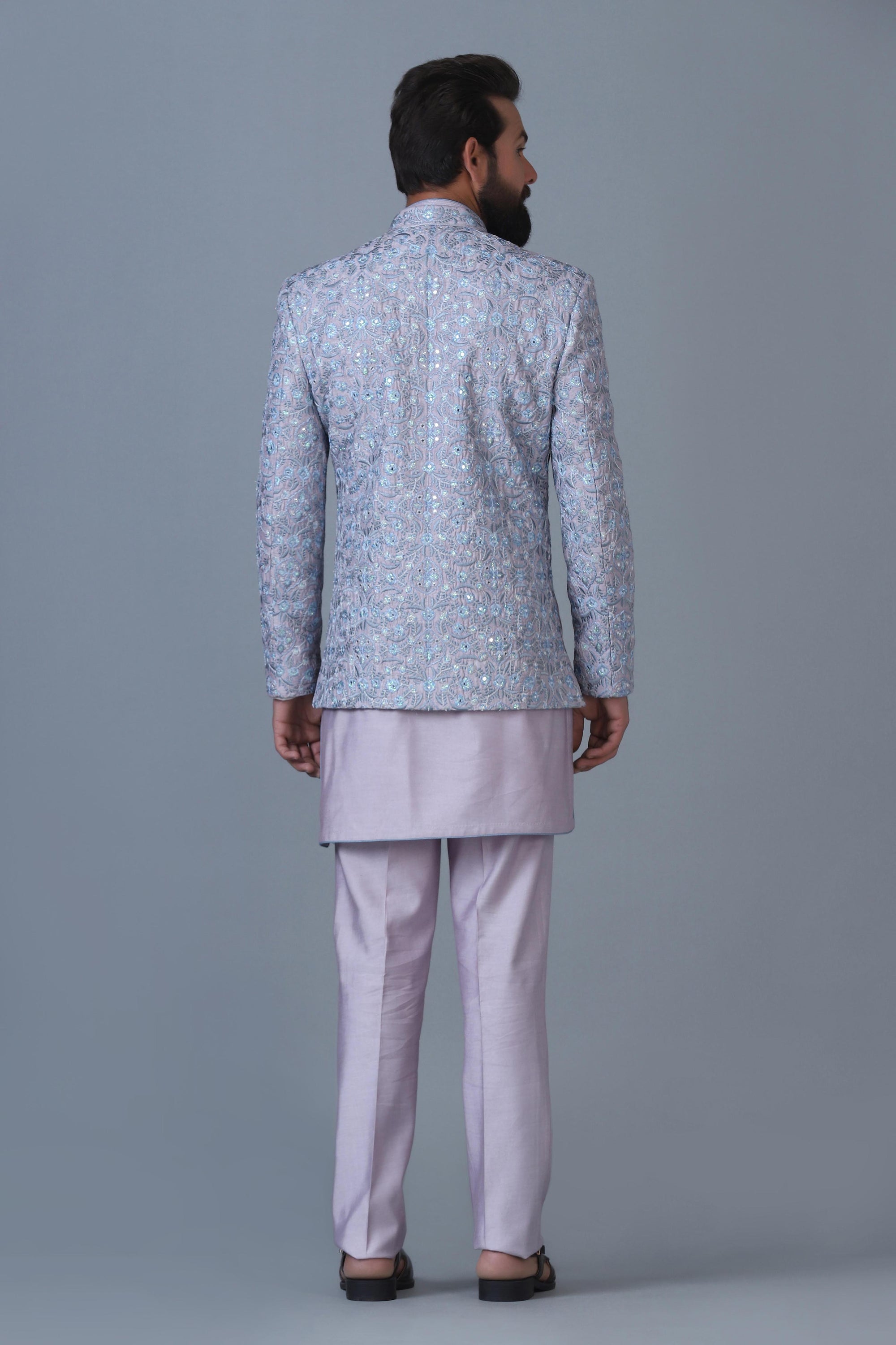 Make a statement with this grey bandhgala and kurta. Shop now!