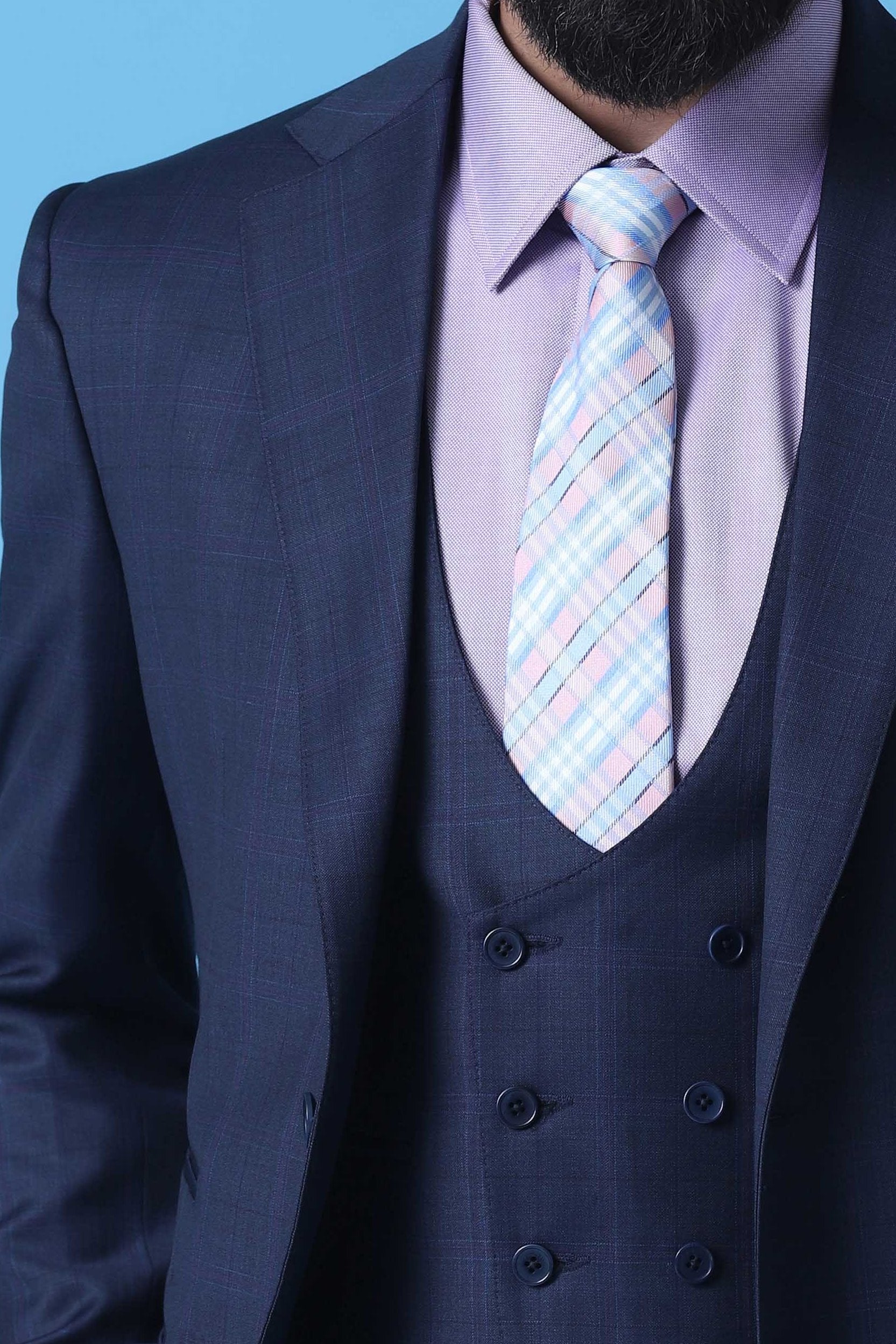 Elevate your style with our Classic 3-Piece Navy Suit. Shop Now!