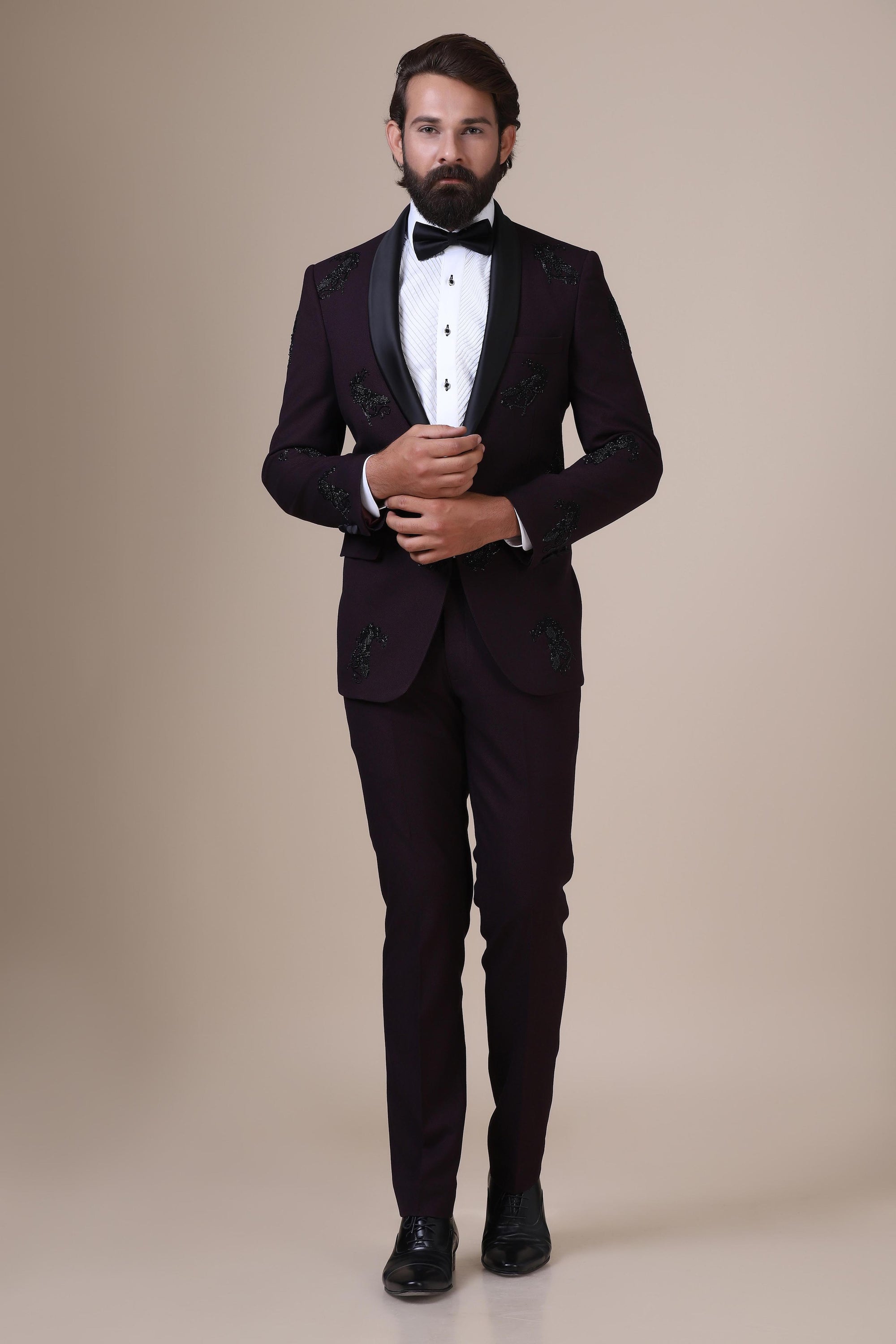 Make a statement with our satin shawl collar Tuxedo. Shop Now!