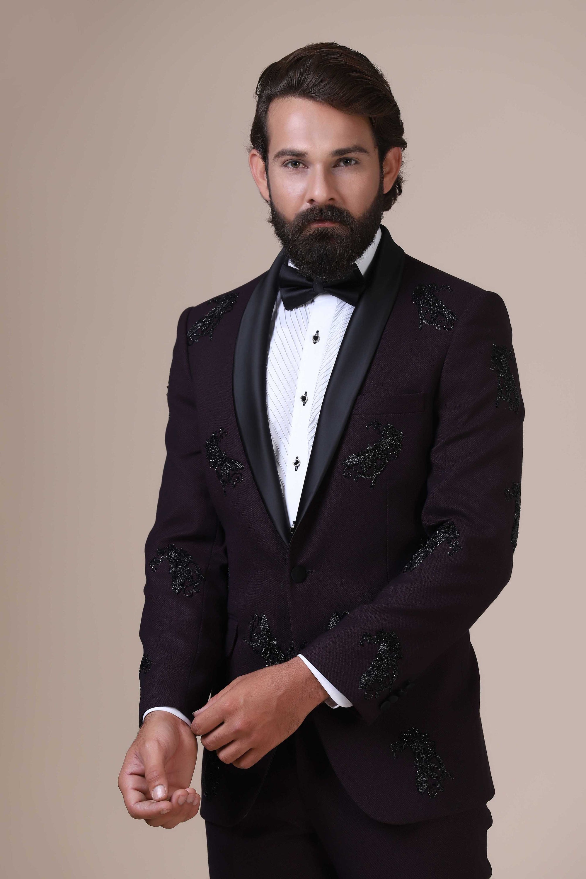 Make a statement with our satin shawl collar Tuxedo. Shop Now!
