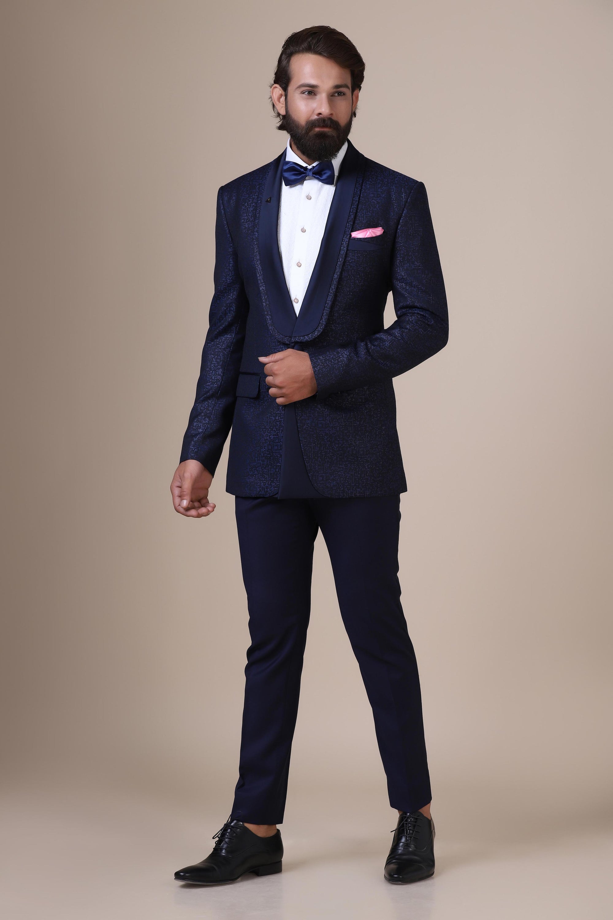 Exude sophistication in classic Tuxedo. Italian-cut shawl collar, single button closure. Shop Now!