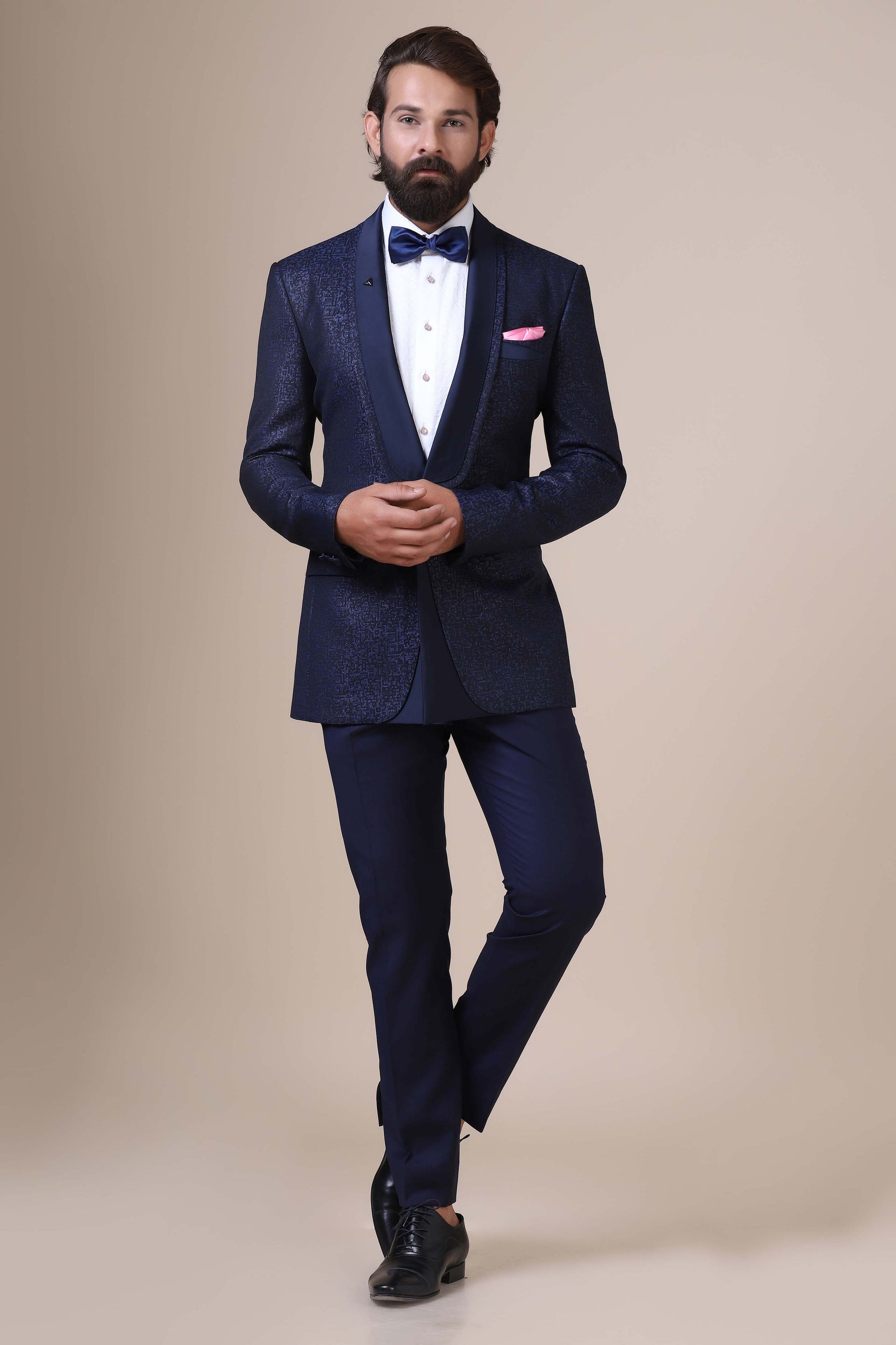 Exude sophistication in classic Tuxedo. Italian-cut shawl collar, single button closure. Shop Now!