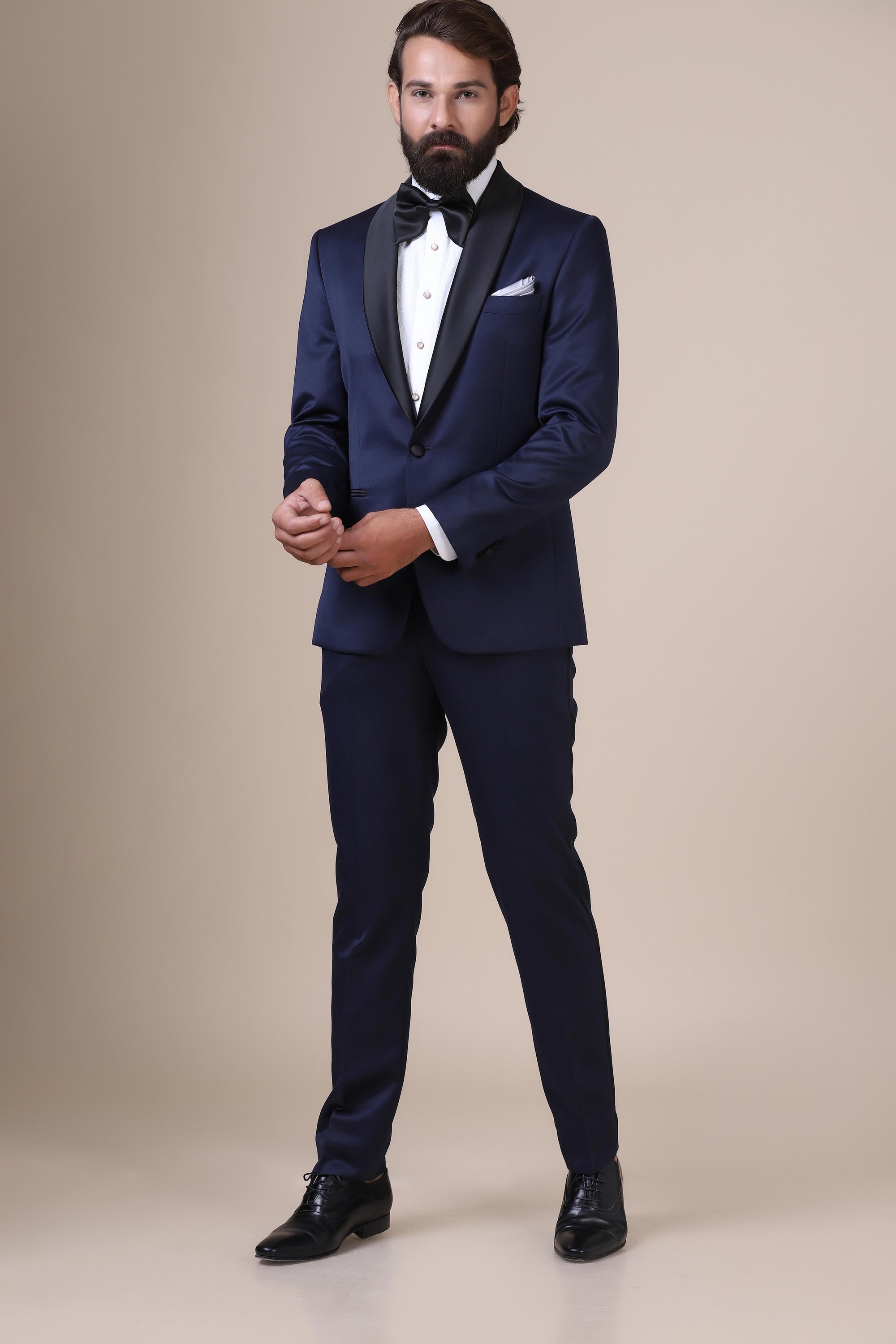 Dress with timeless elegance in our classic shawl lapel tuxedo. Shop Now!