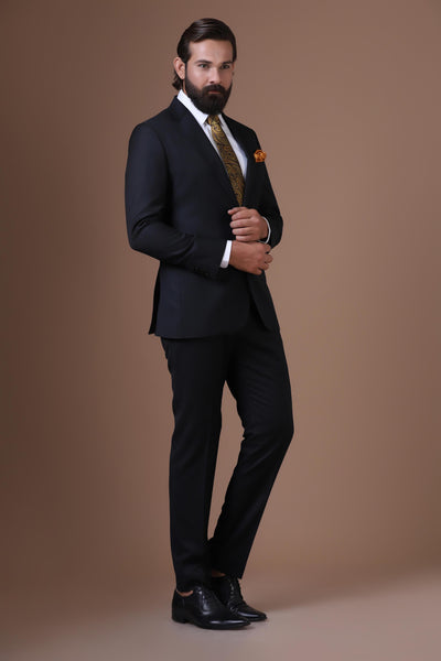 Brahaan's Formal Three Piece Suit Set Black in Color