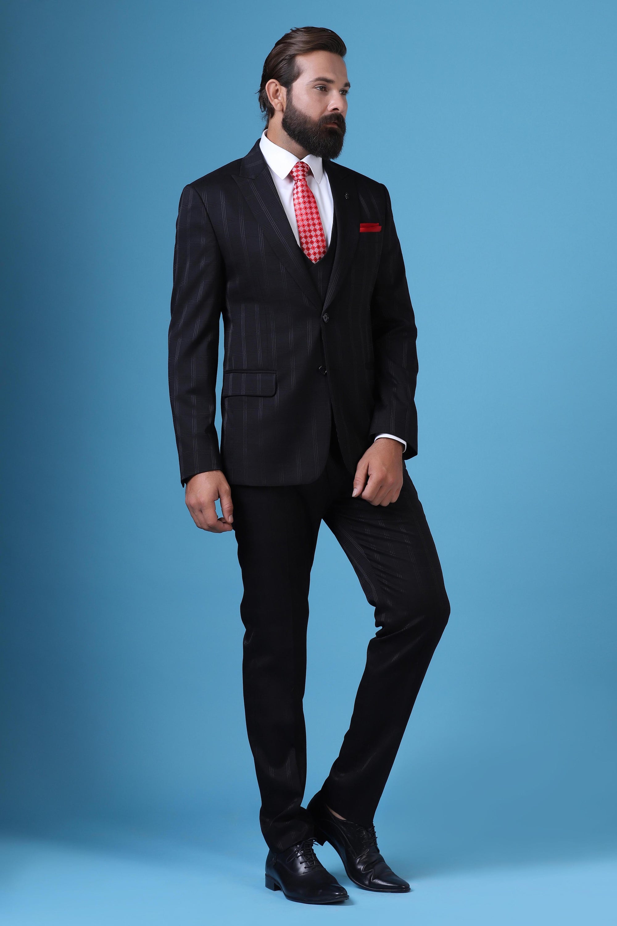 Elevate your style with our luxurious checked suit. Shop now!