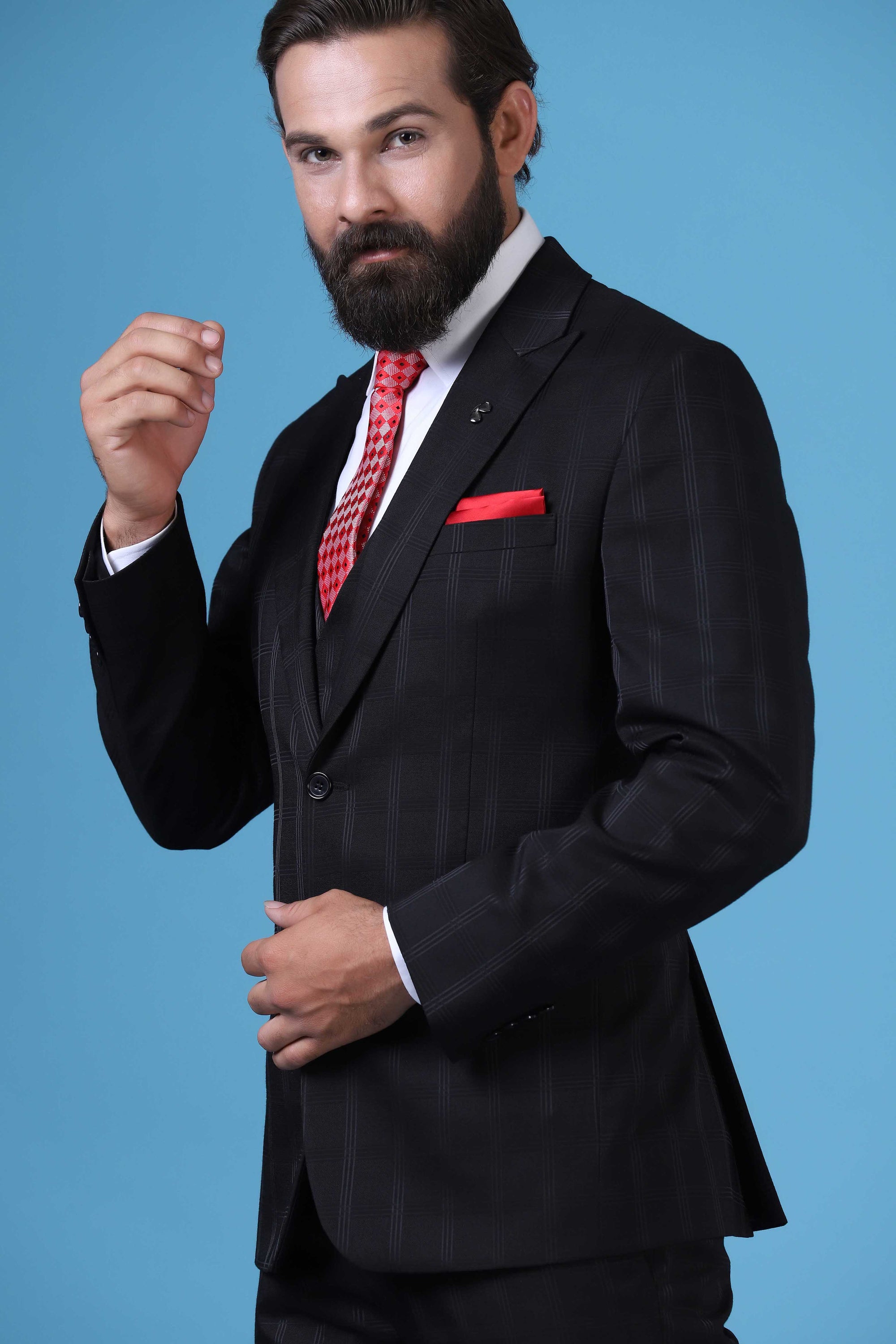 Elevate your style with our luxurious checked suit. Shop now!