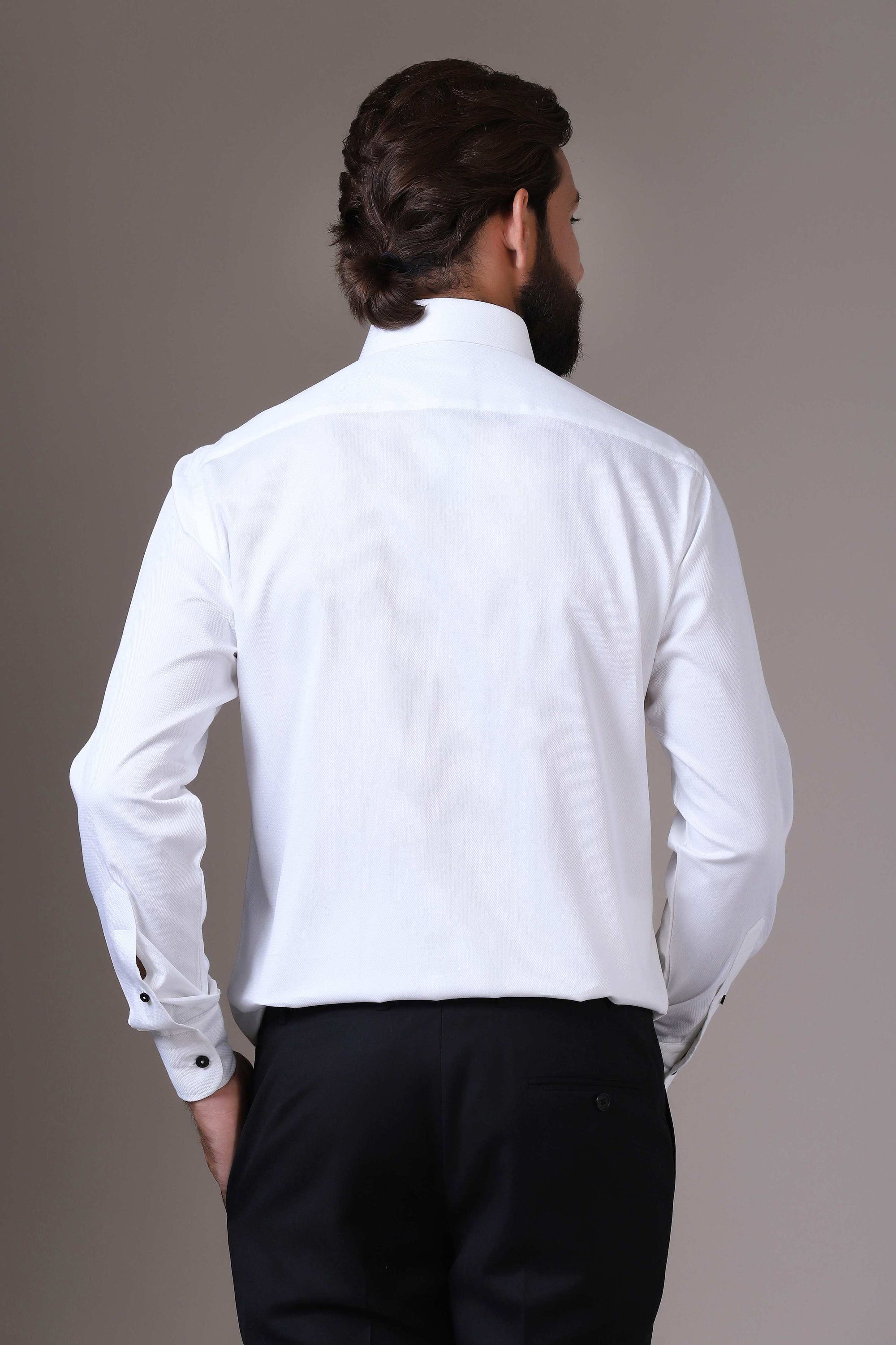 Elevate your evening look with this Floral Motif Evening Shirt. Shop Now!