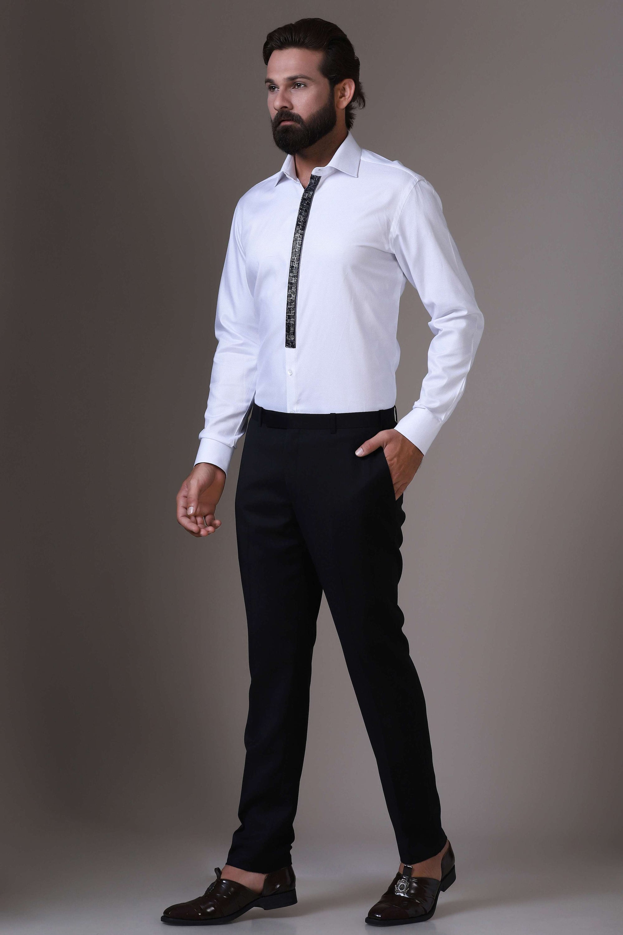 Embrace timeless elegance with this embellished White Shirt,designed for effortless style. Shop Now!