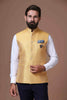 This Yellow Nehru Jacket is made using handloom raw-silk fabric. Shop Now!