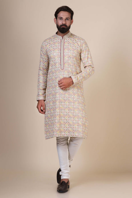 Brahaan Multicolour Rakhi Kurta Pajama for Men