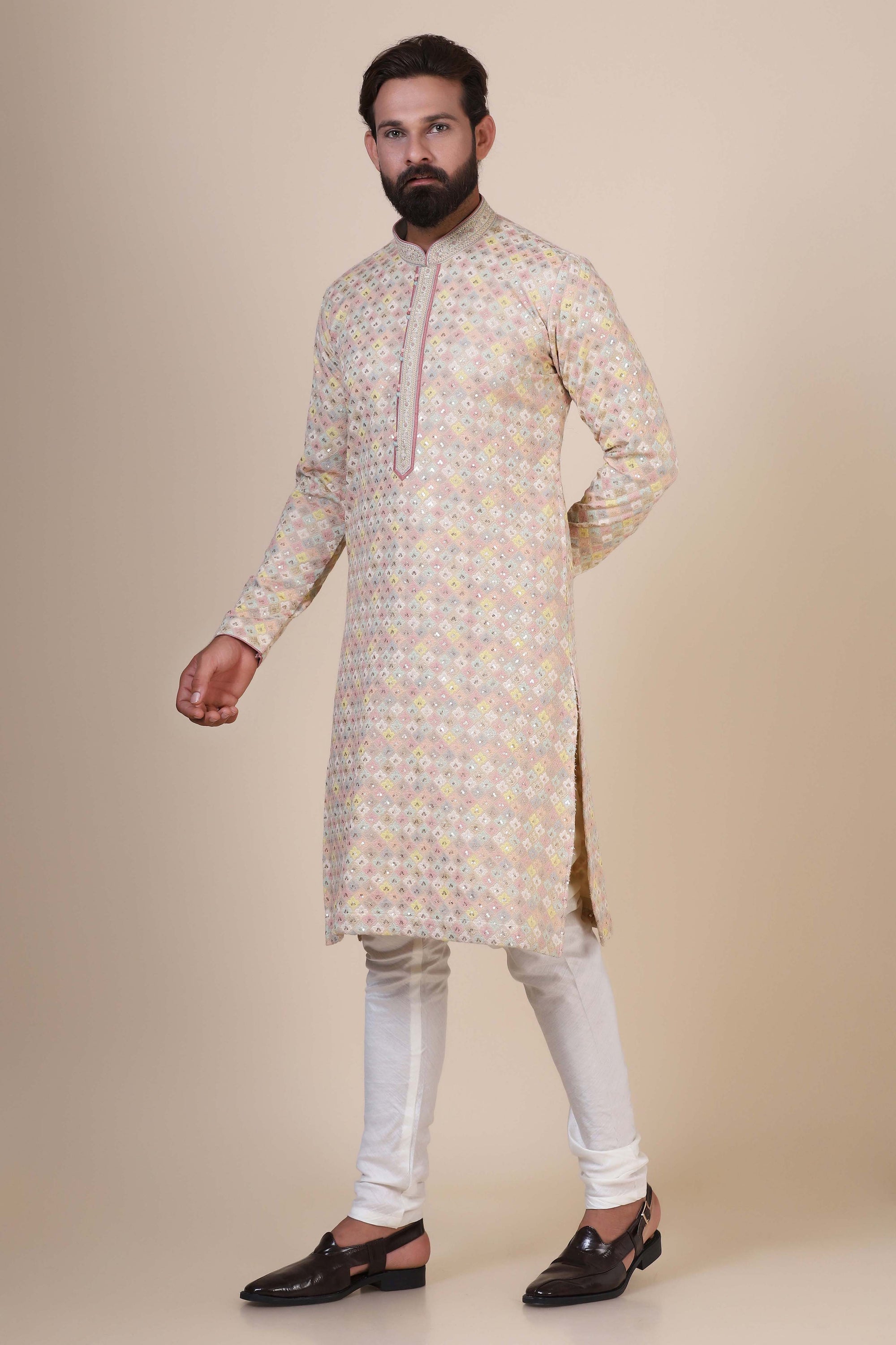 Embrace tradition and elegance in our multicolor Kurta Pajama, crafted from cotton fabric. Shop Now!
