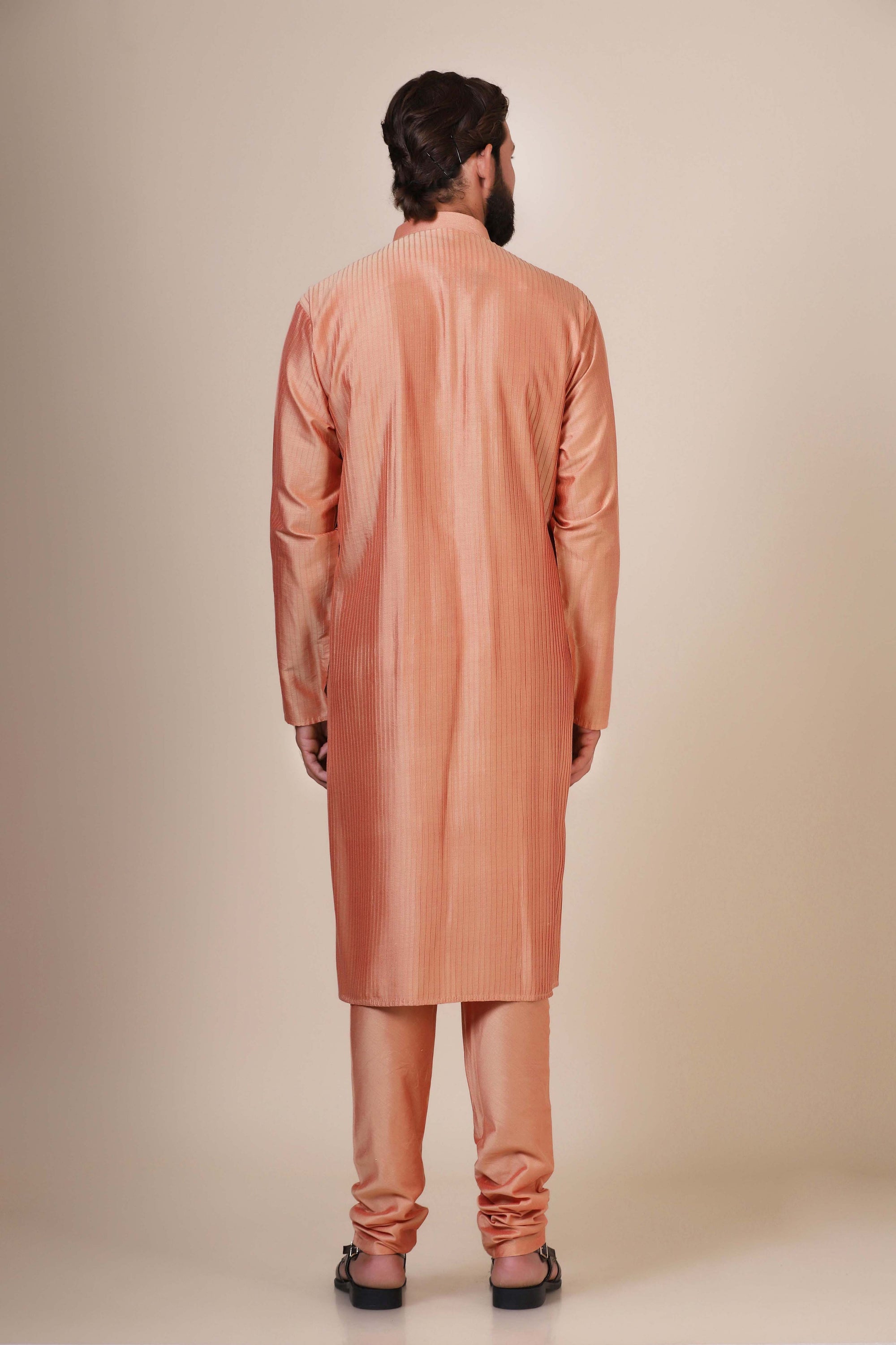 Embrace elegance and comfort in our Peach kurta pajama, tailored from blended cotton. Shop Now!