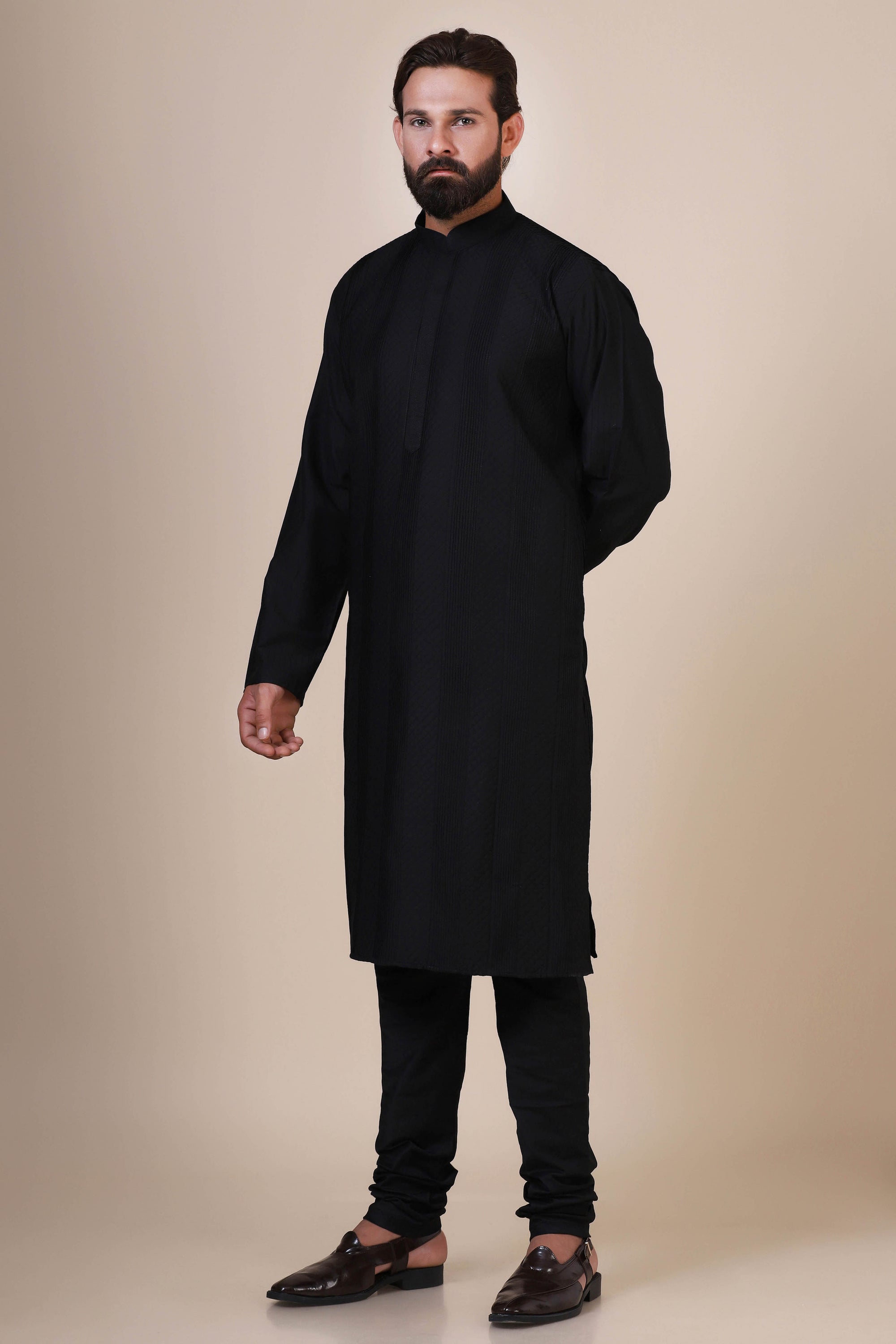 Elevate your style in comfort with our Black kurta pajama, crafted from blended cotton. Shop Now!