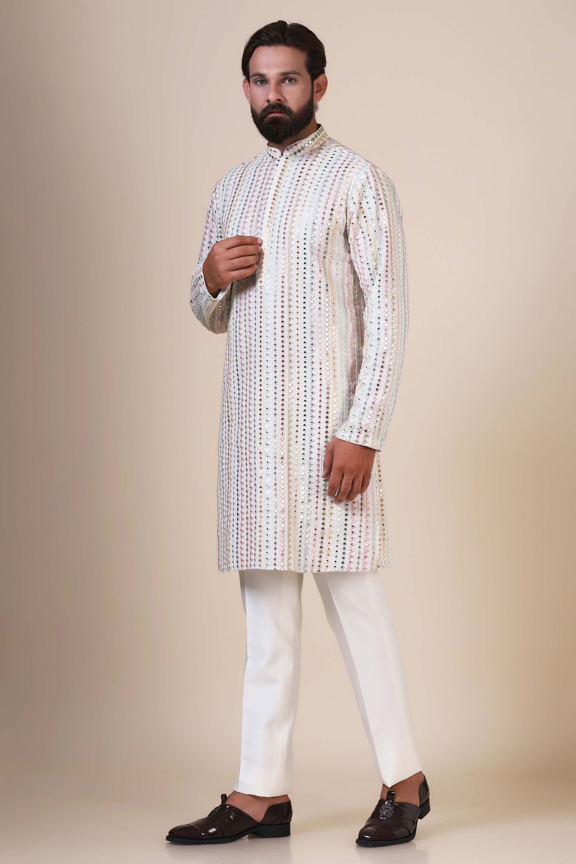 Step into elegance with this multicolour Kurta Pajama. Shop Now!
