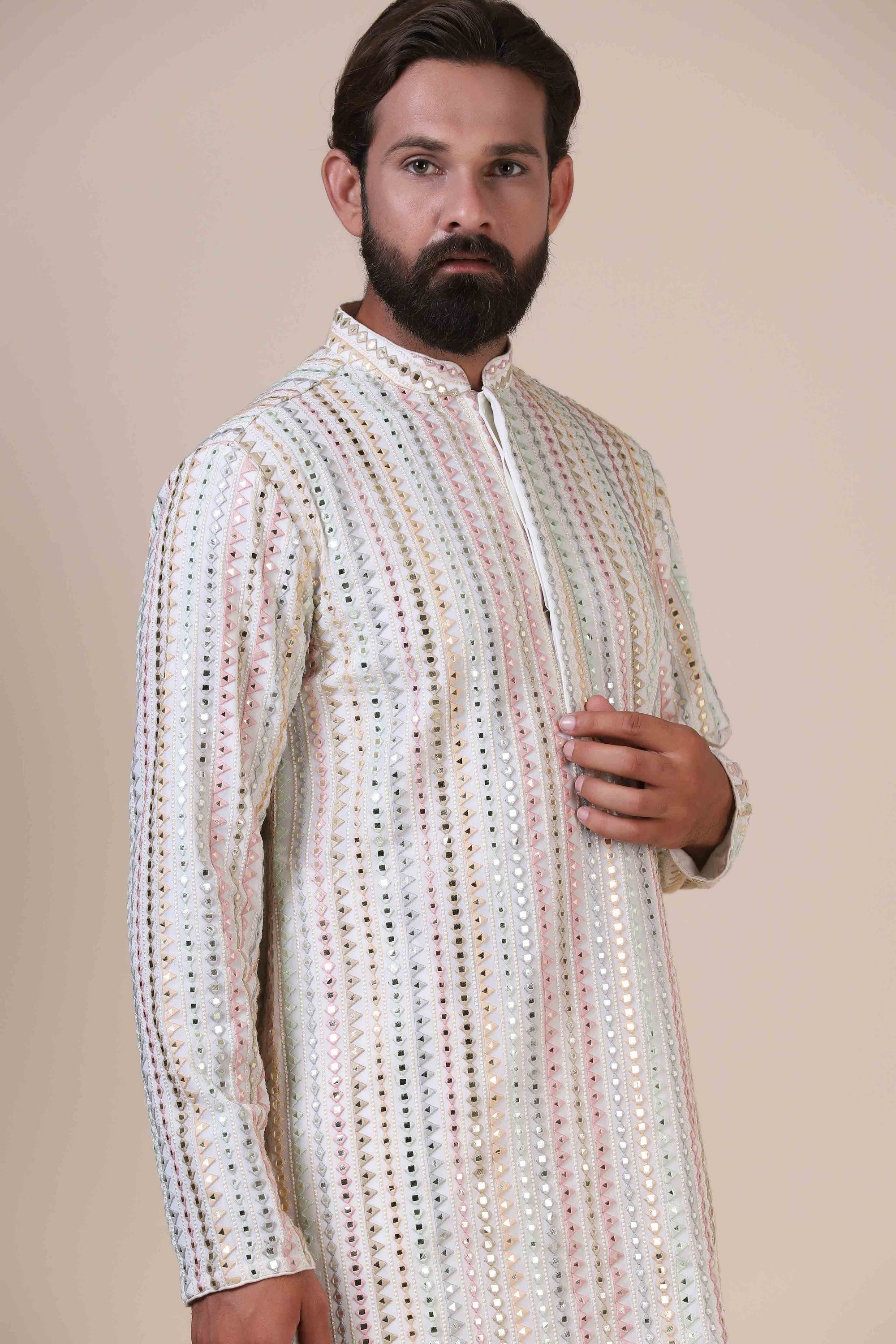 Step into elegance with this multicolour Kurta Pajama. Shop Now!