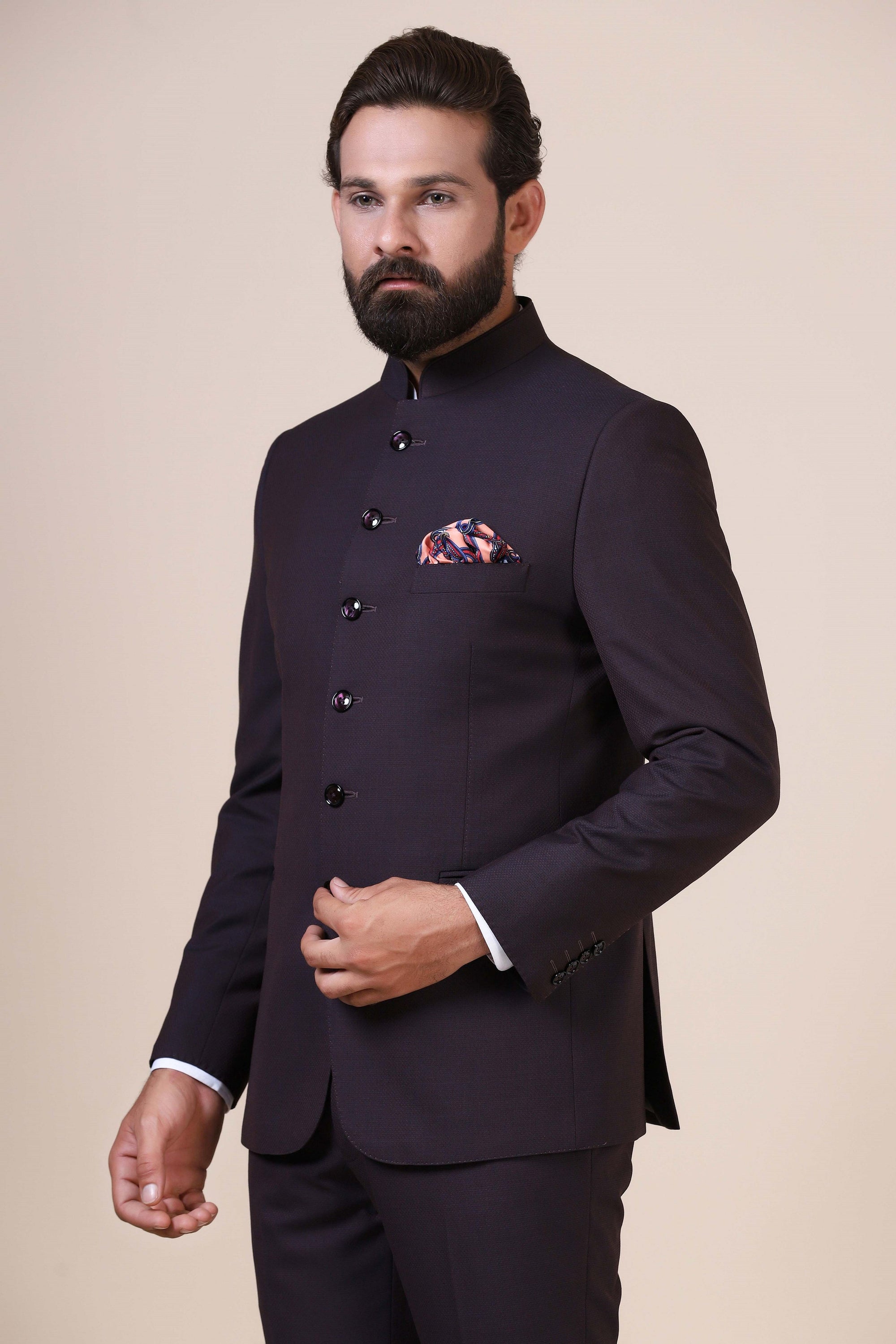 Elevate your style with our burgundy Bandhgala Suit. Shop Now!