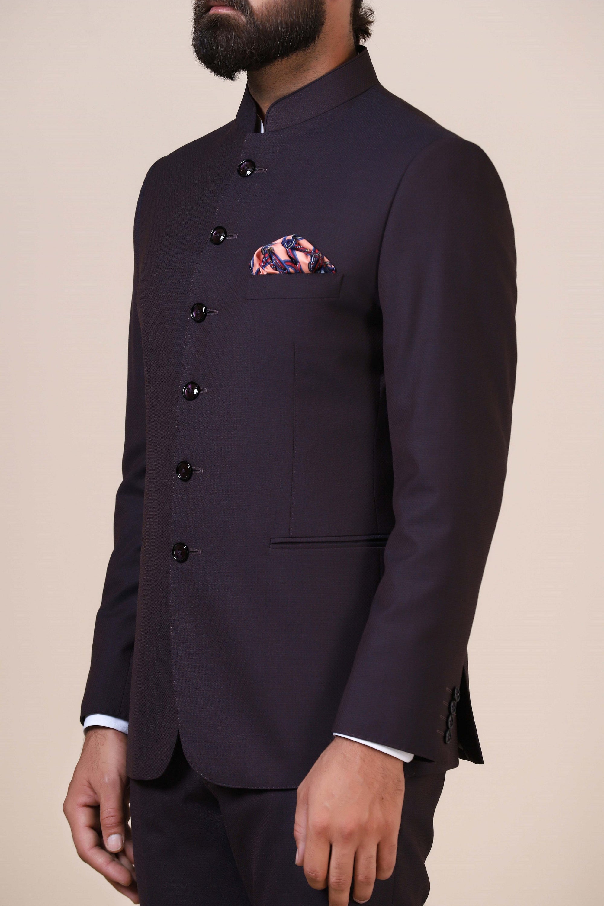Elevate your style with our burgundy Bandhgala Suit. Shop Now!