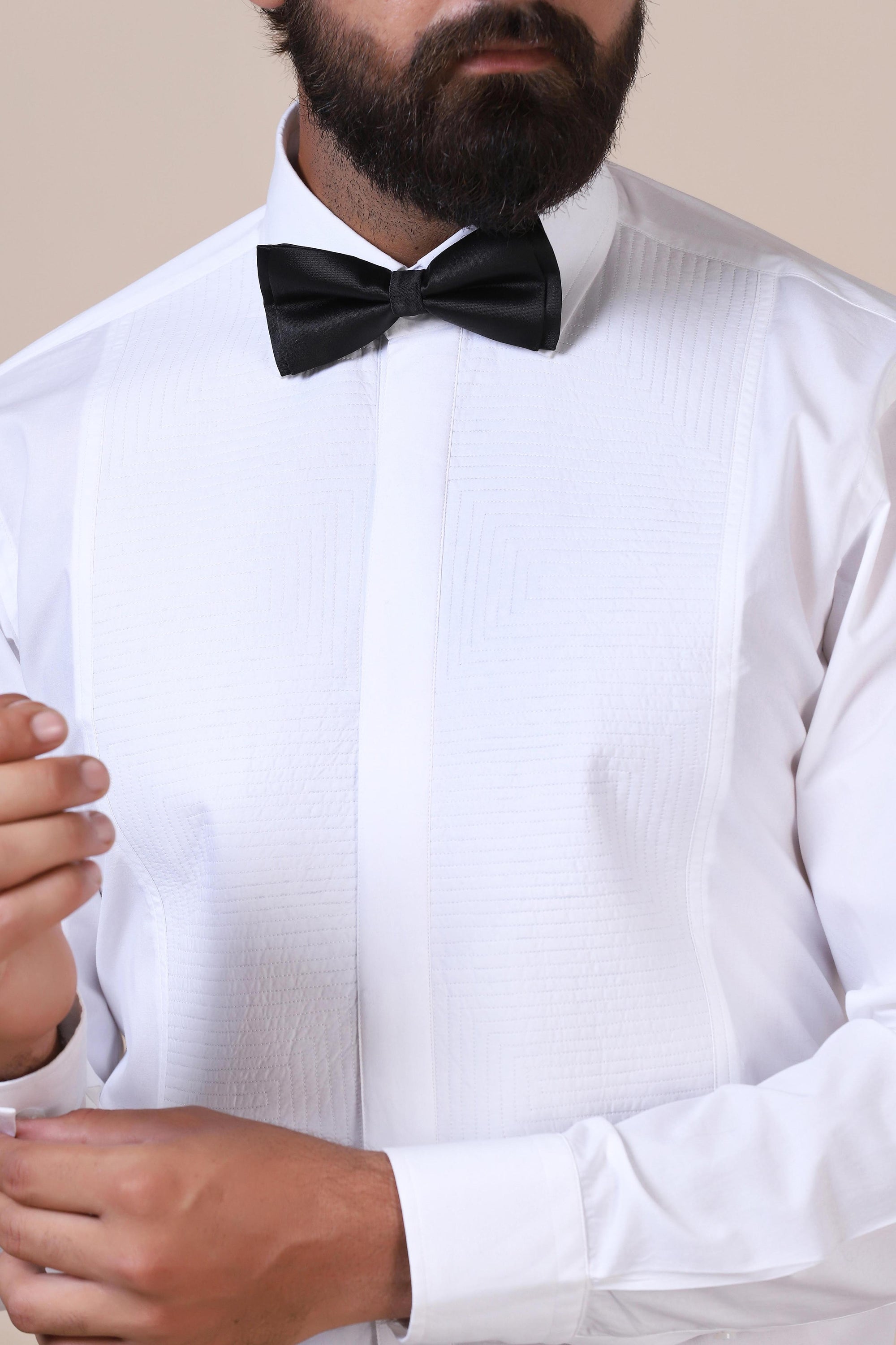 Upgrade your wardrobe with this elegant white tuxedo shirt for men. Shop Now!
