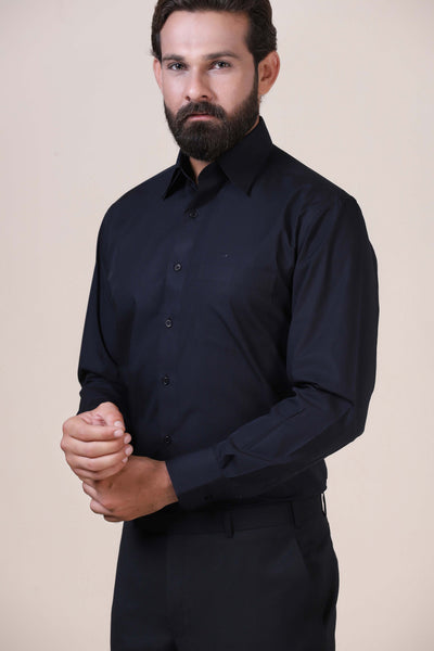 Men's Formal Black Shirt by Brahaan