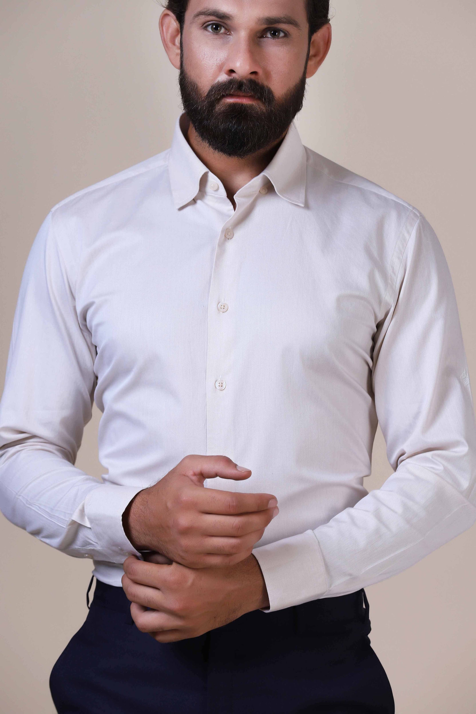 Stylish and timeless beige shirt for men to complete your look. Shop Now!