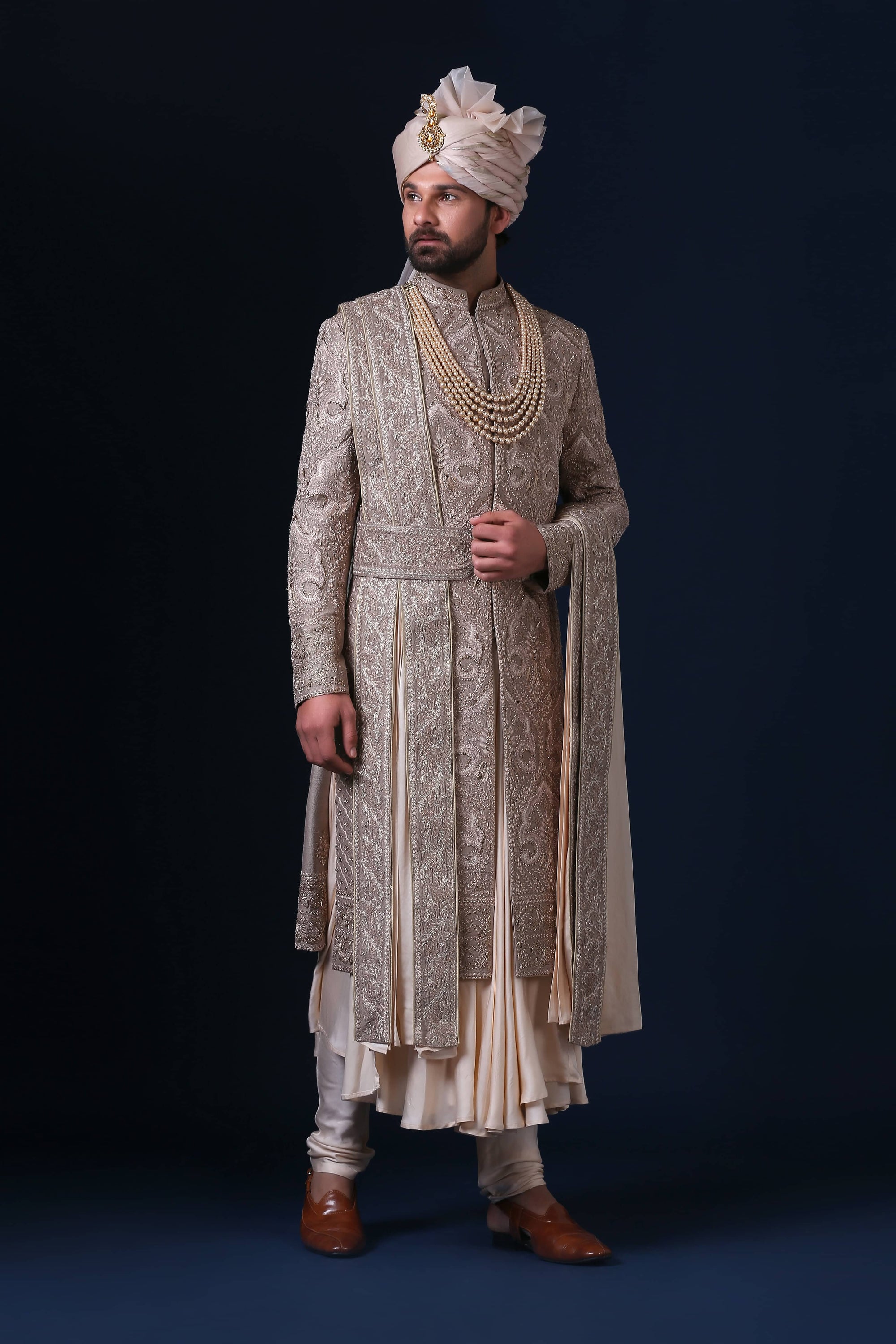 Experience luxury with our best-selling sherwani, featuring panelled patch-work. Shop Now!